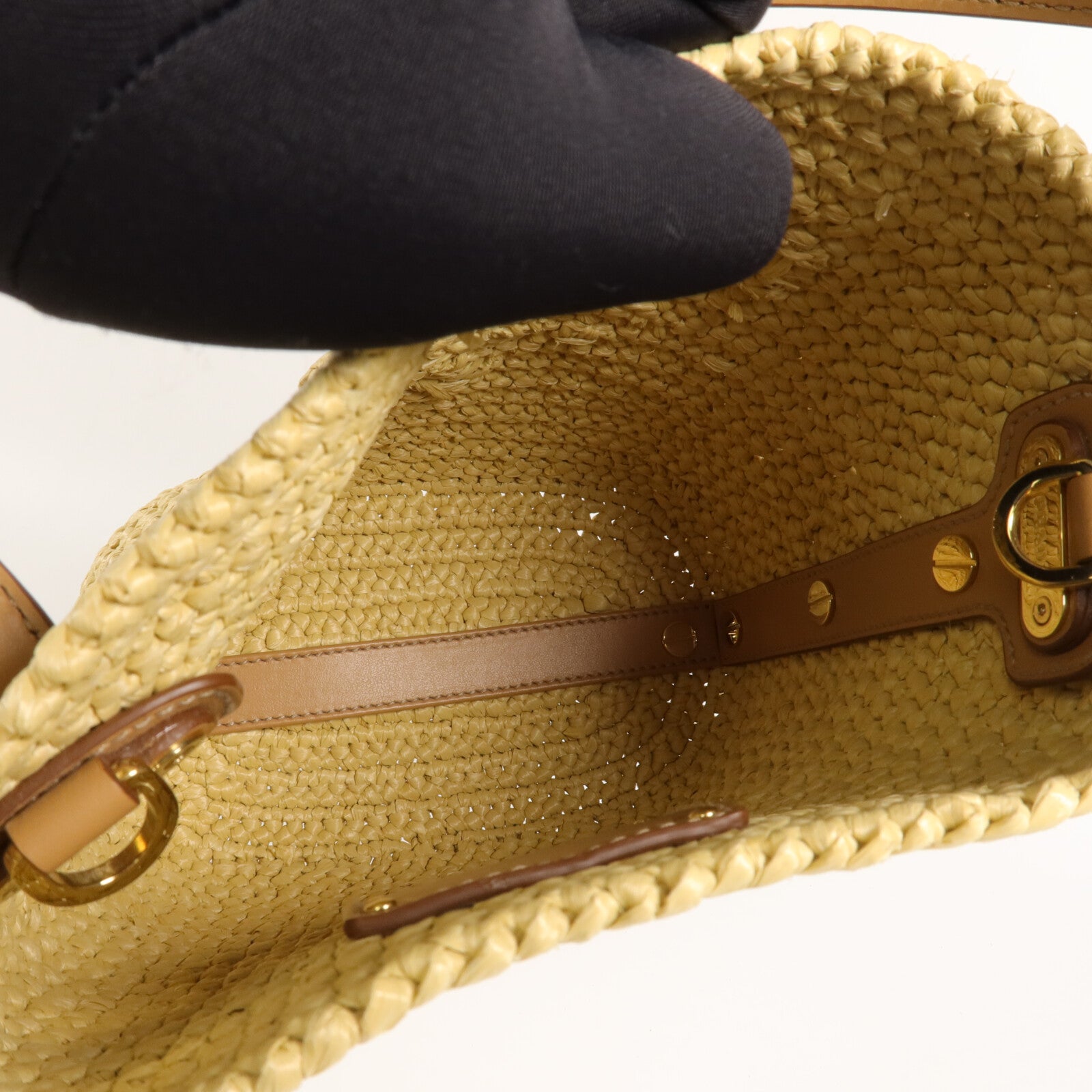 PRADA Viscose Small Crochet and Leather Bucket Bag手挽肩背兩用袋
