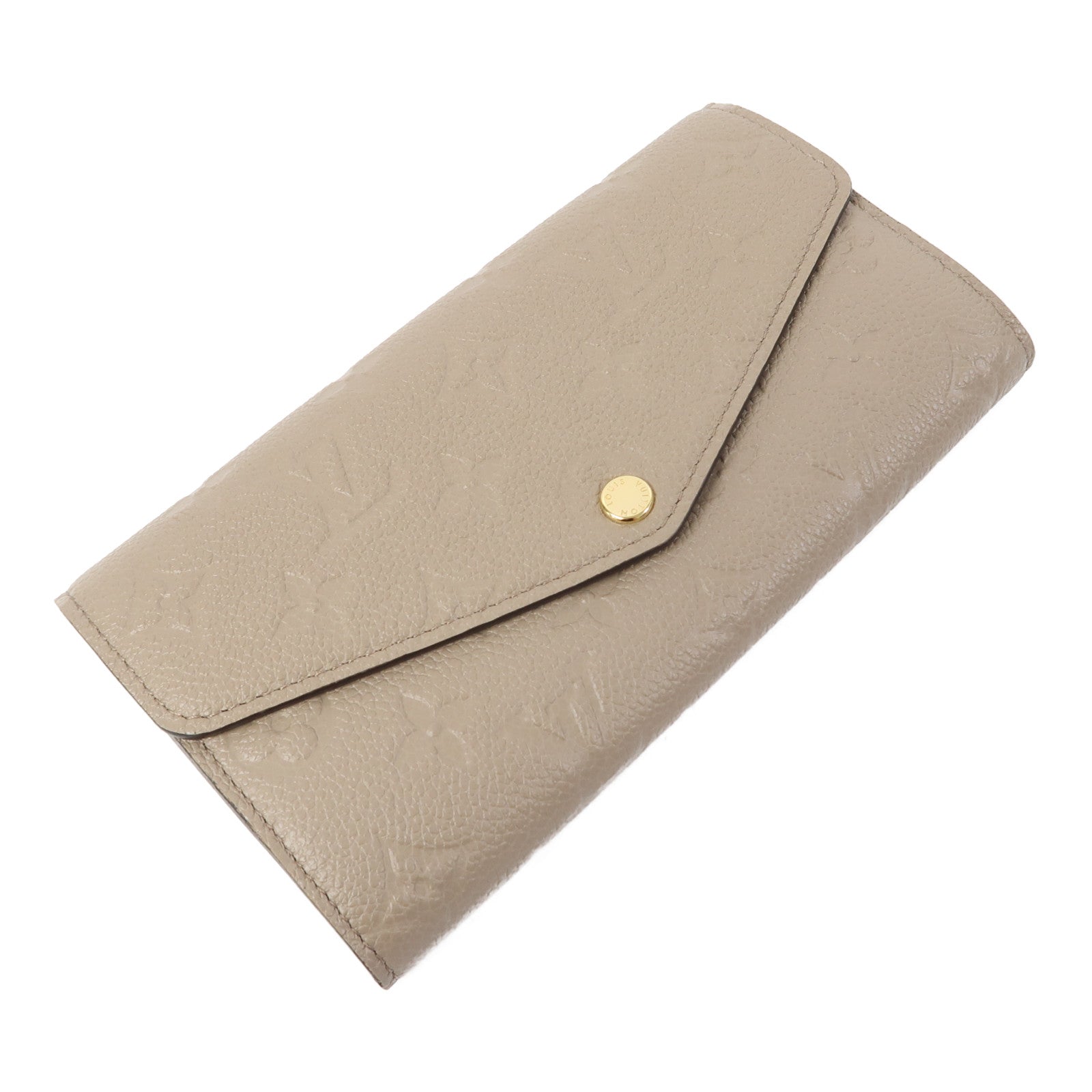LOUIS VUITTON Monogram Empreinte Sarah金扣長錢包斑鳩灰色