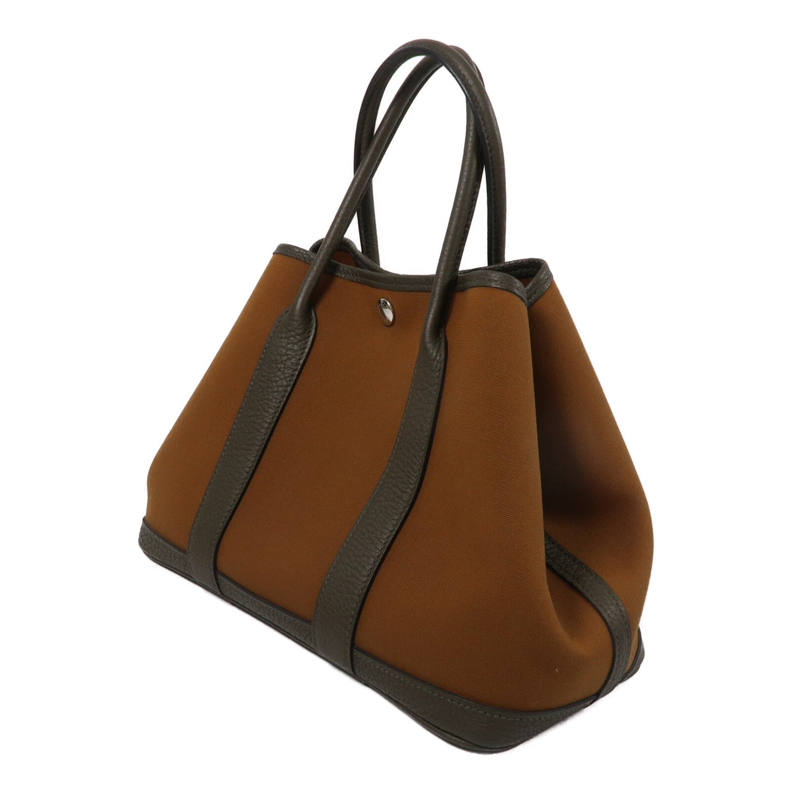 HERMES 帆布Garden Party TPM手挽袋Alezan/Vert Bronze