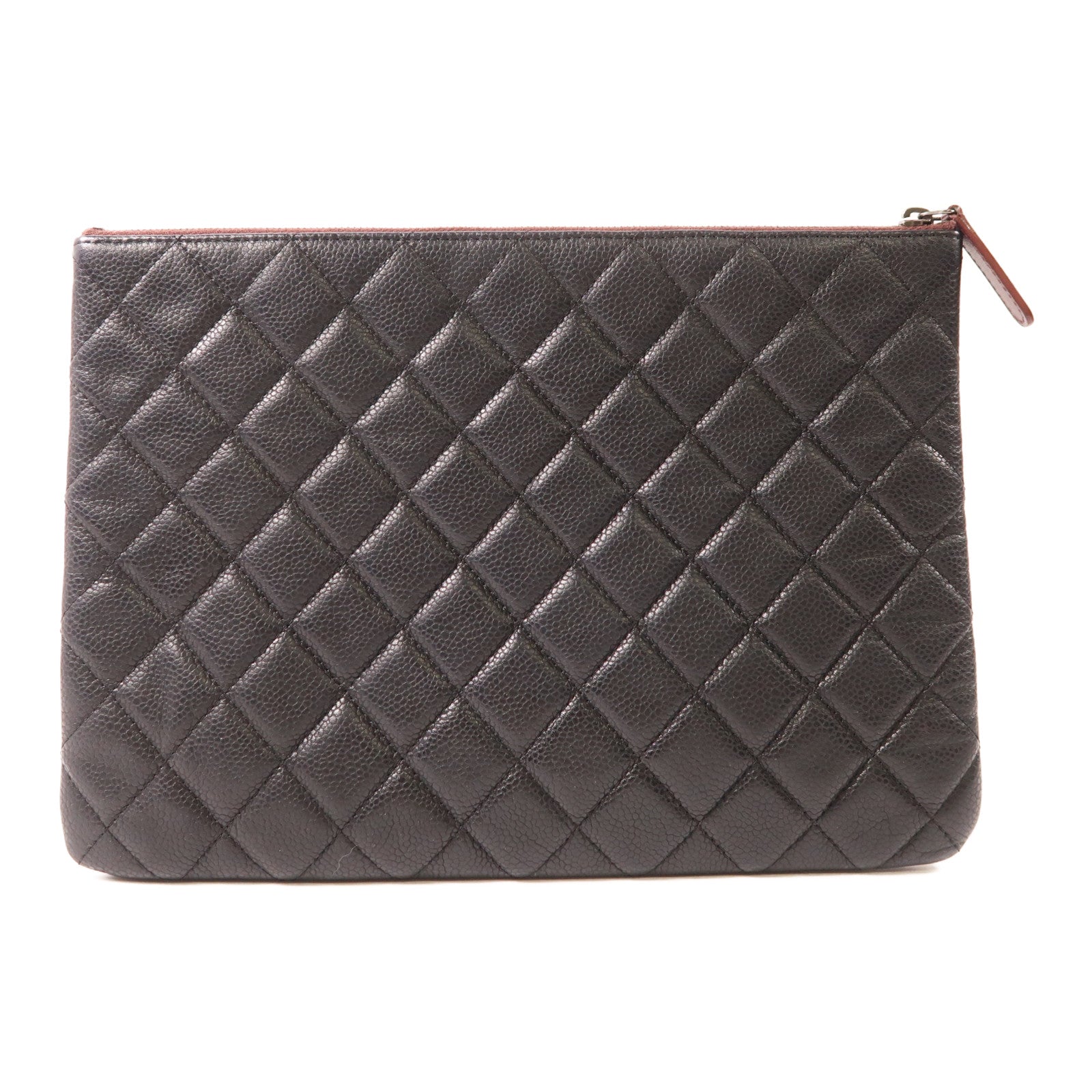 CHANEL 牛皮皮革Clutch/Pouch銀扣手拿包黑色