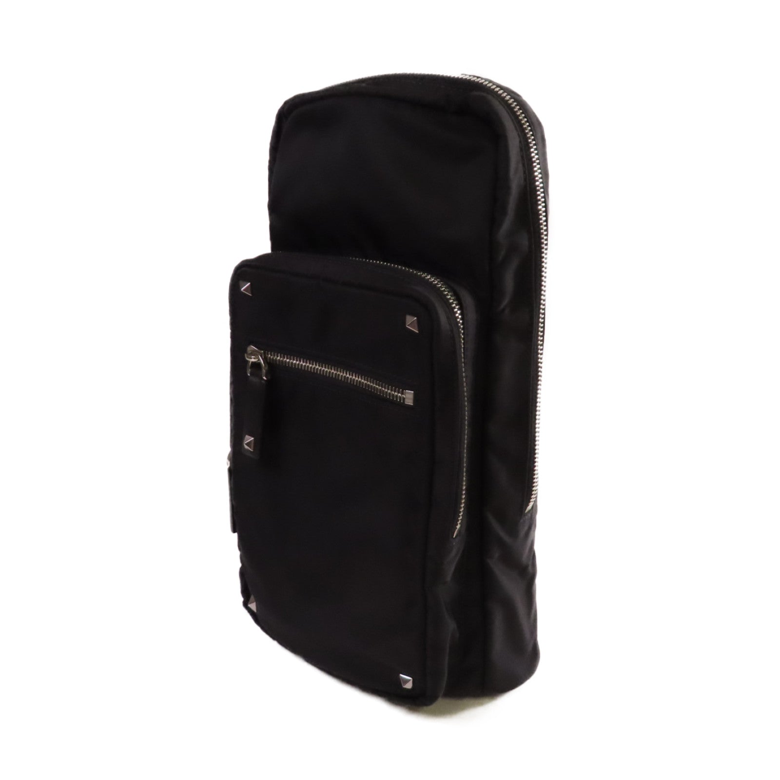Valentino 【激減優惠】尼龍VLTN Shoulder Bag銀扣肩背袋黑色