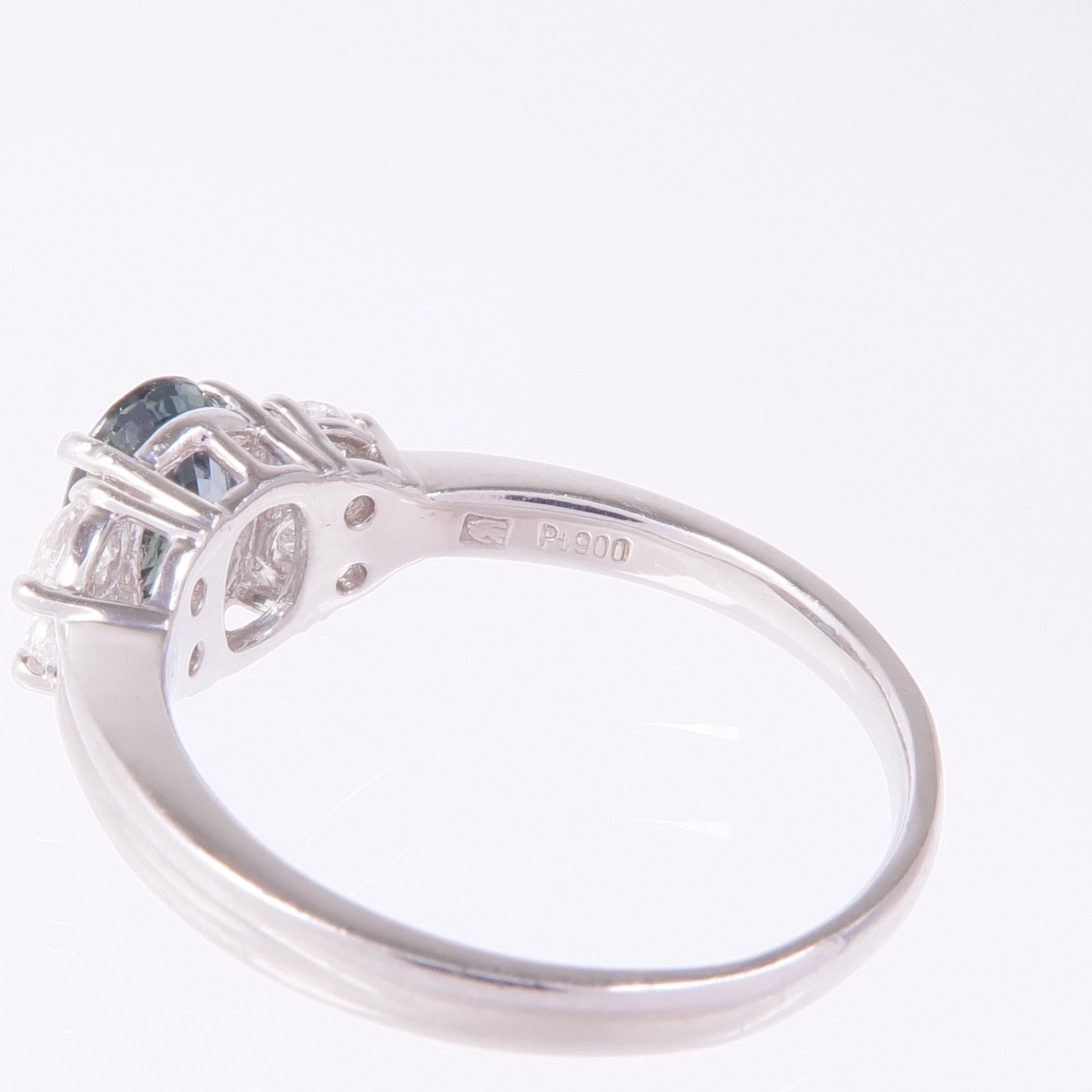 JEWELRY PT900鉑金Sapphire Diamond Ring藍寶石/鑽石戒指US#8.5