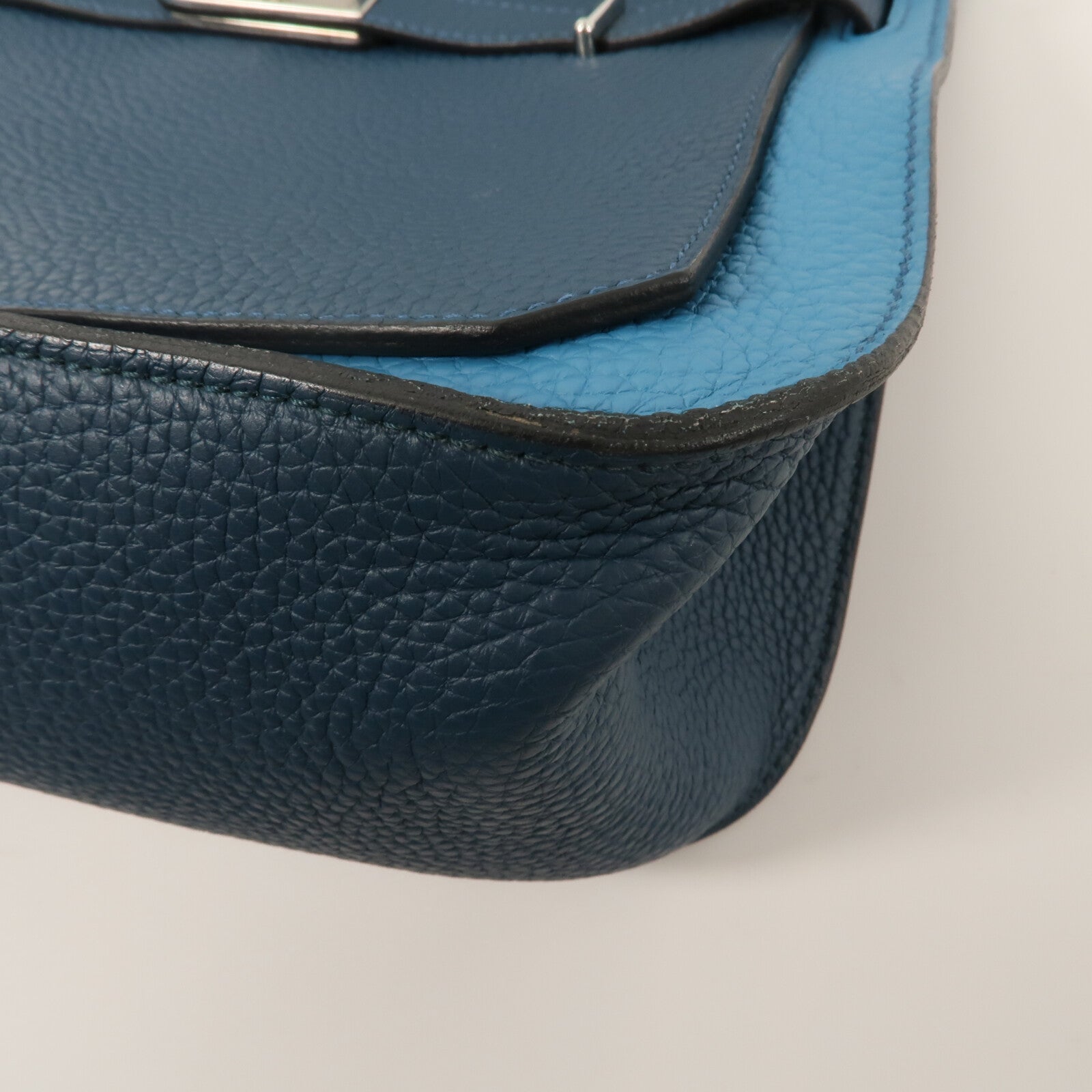 HERMES Clemence皮革Jypsiere 28肩背袋Colvert/Turquoise