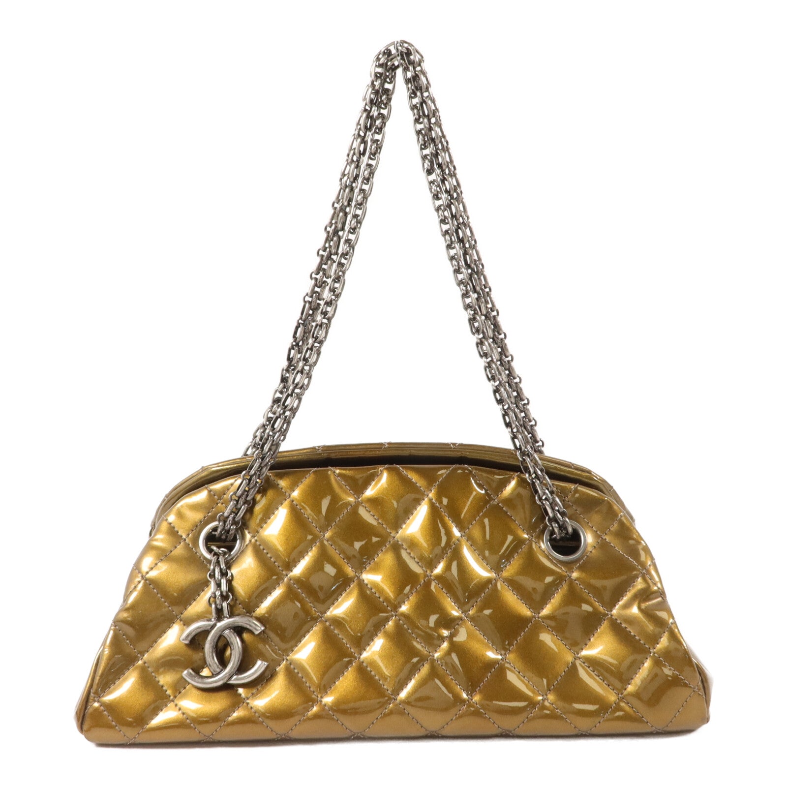 CHANEL 漆皮皮革Chain Shoulder鏈帶肩背袋