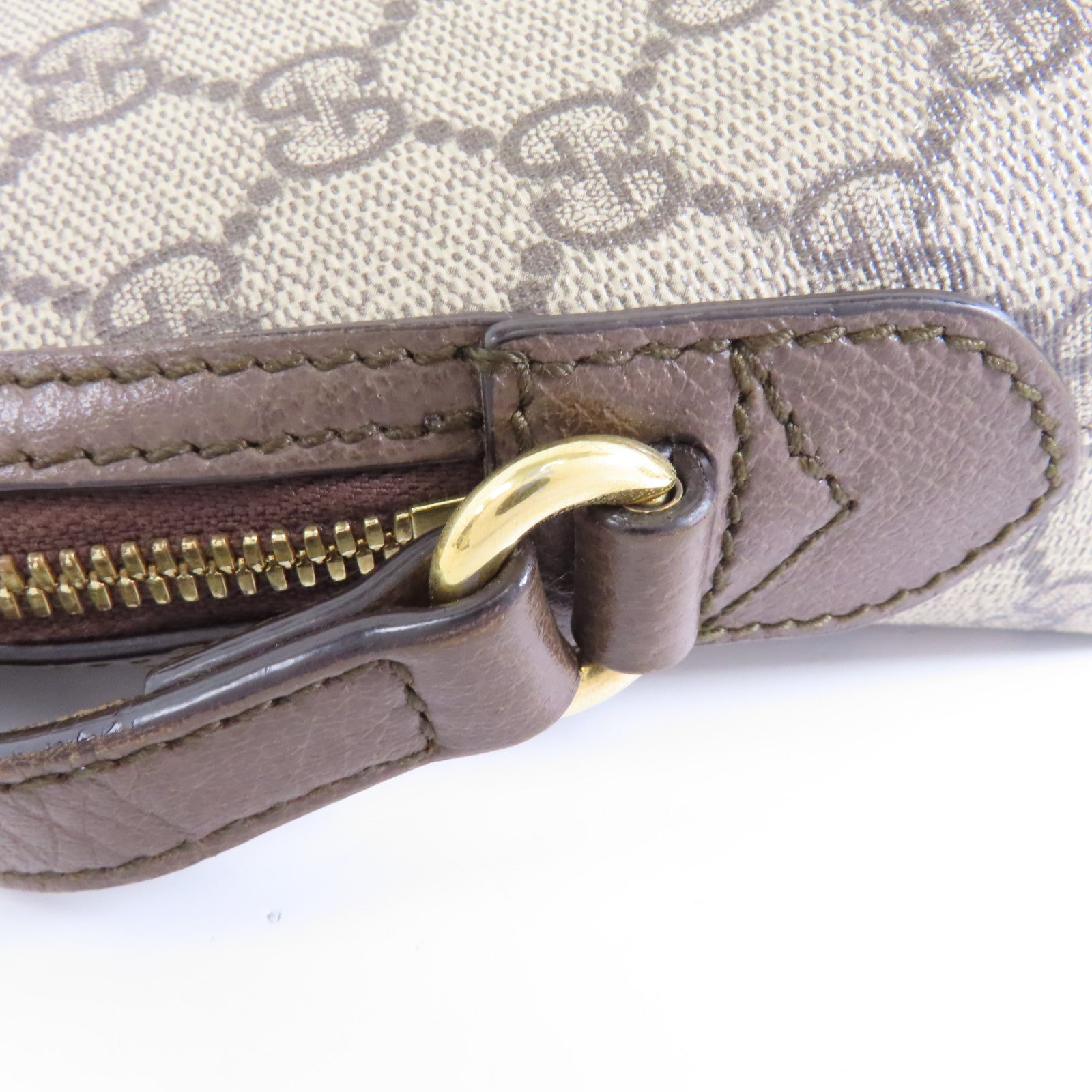 GUCCI 塗層帆布Shoulder Bag金扣肩背袋棕色