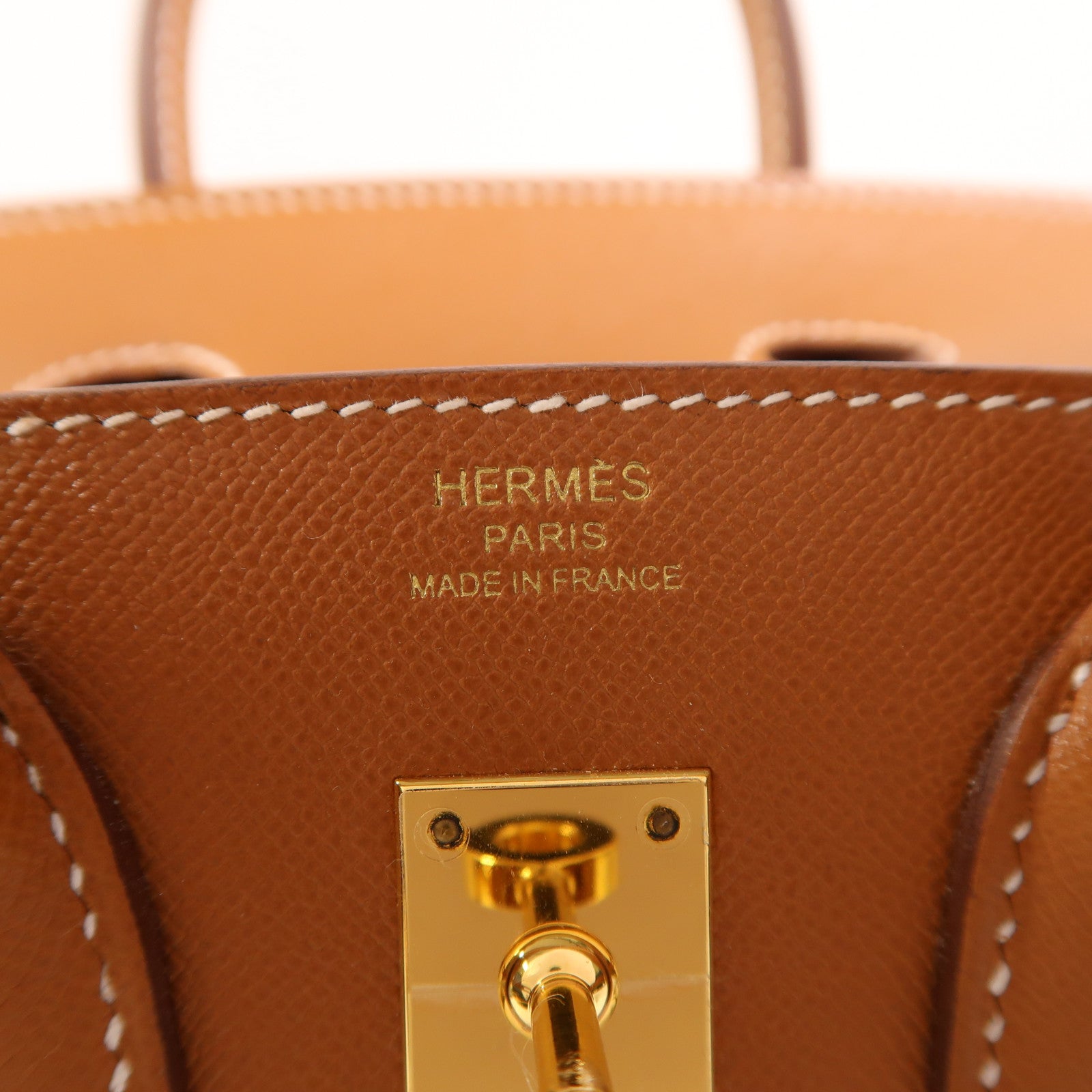 HERMES Madame皮革Birkin 25金扣手挽袋Gold