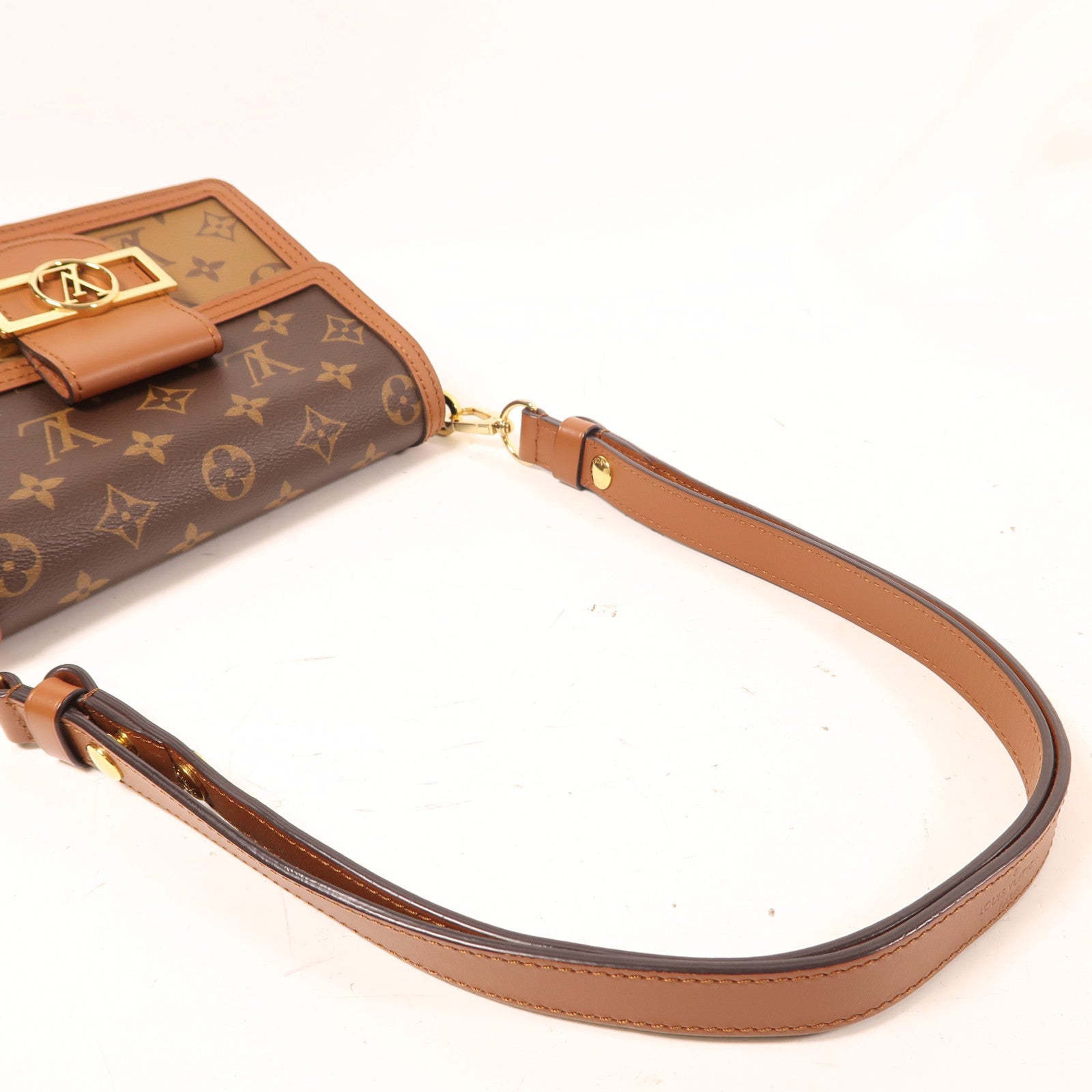 LOUIS VUITTON 【激減優惠】Monogram Reverse Mini Dauphine金扣肩背袋啡色