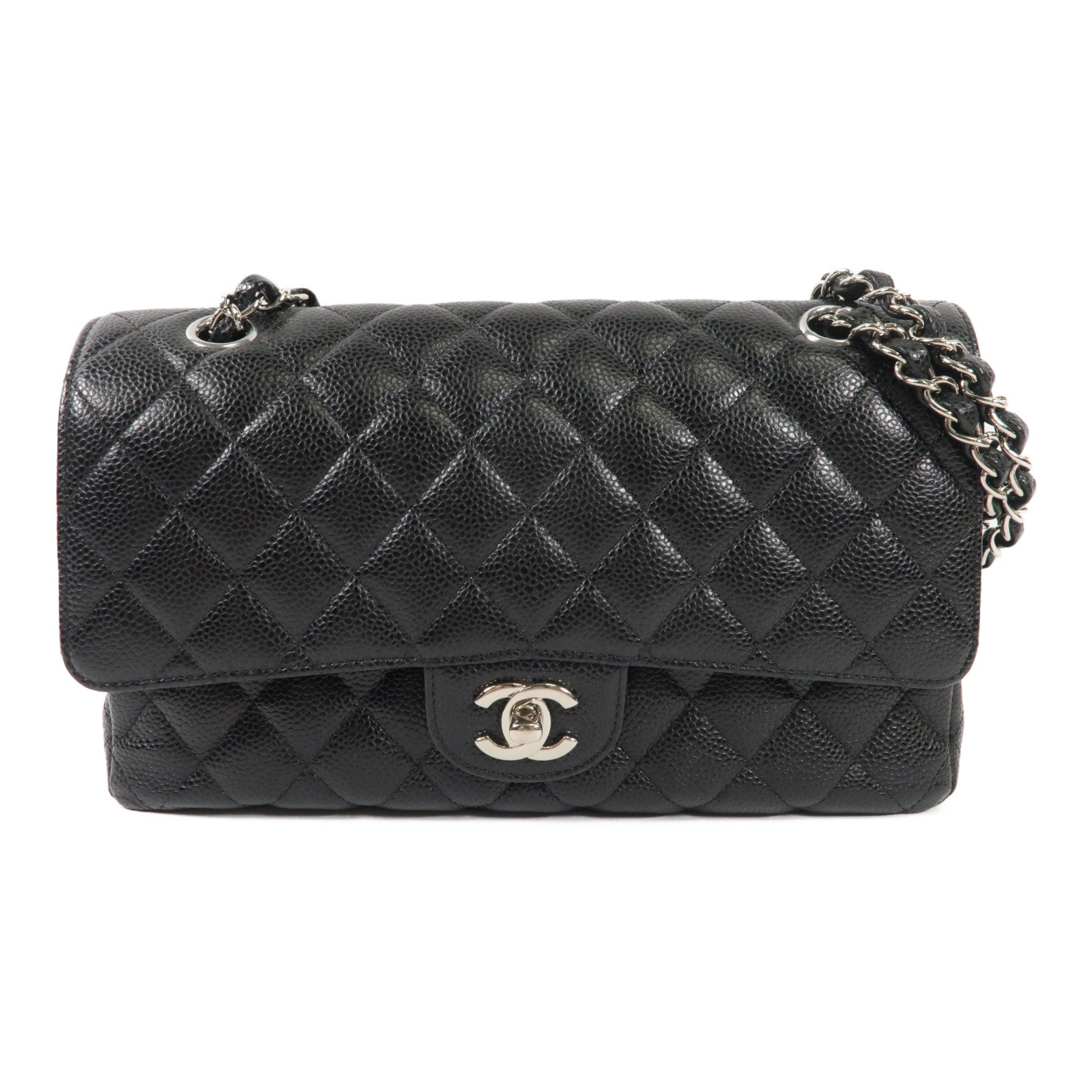 CHANEL CC SHW Classic 25 Chain Shoulder Bag Calfskin Leather Black