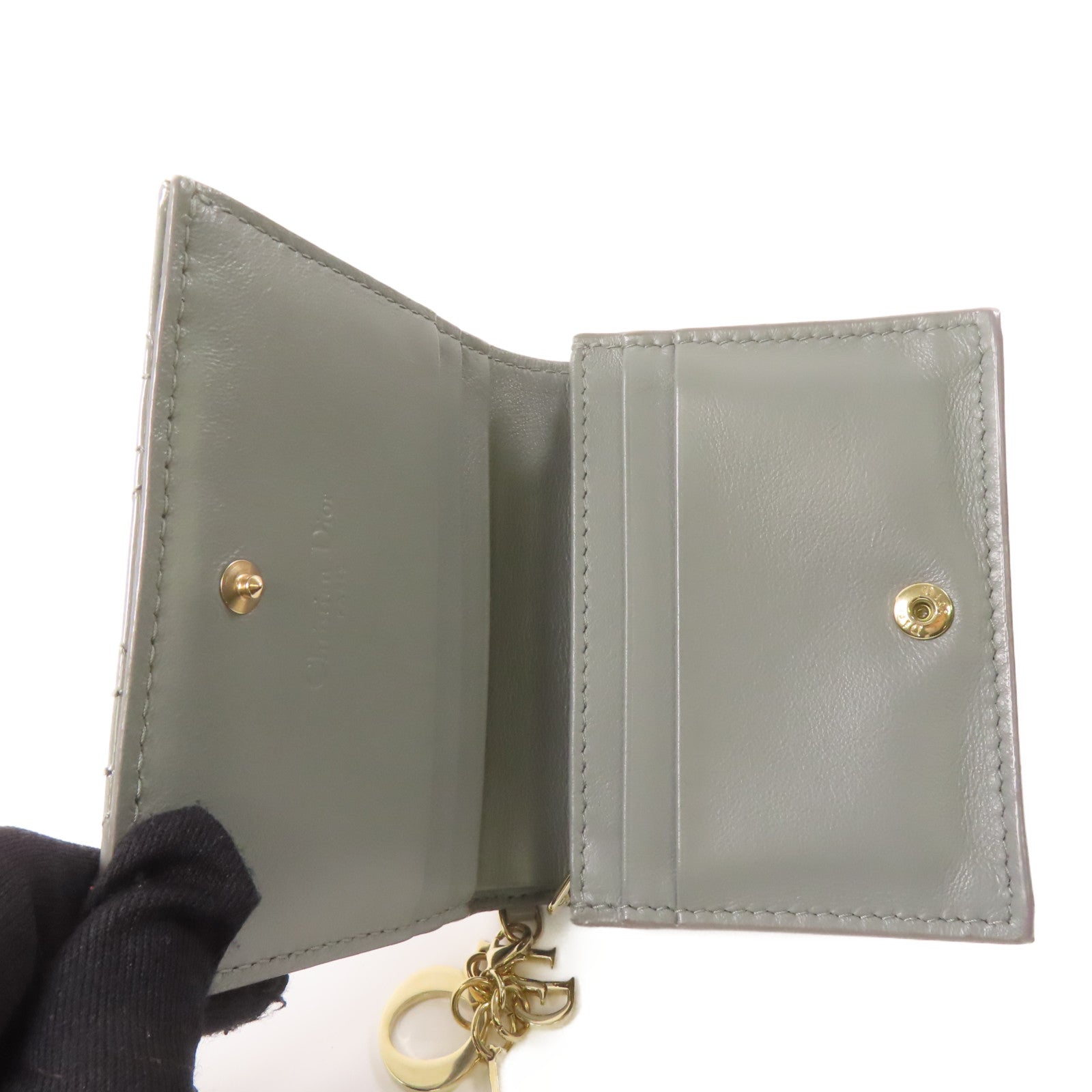 Dior 漆皮皮革Wallet金扣錢包綠色