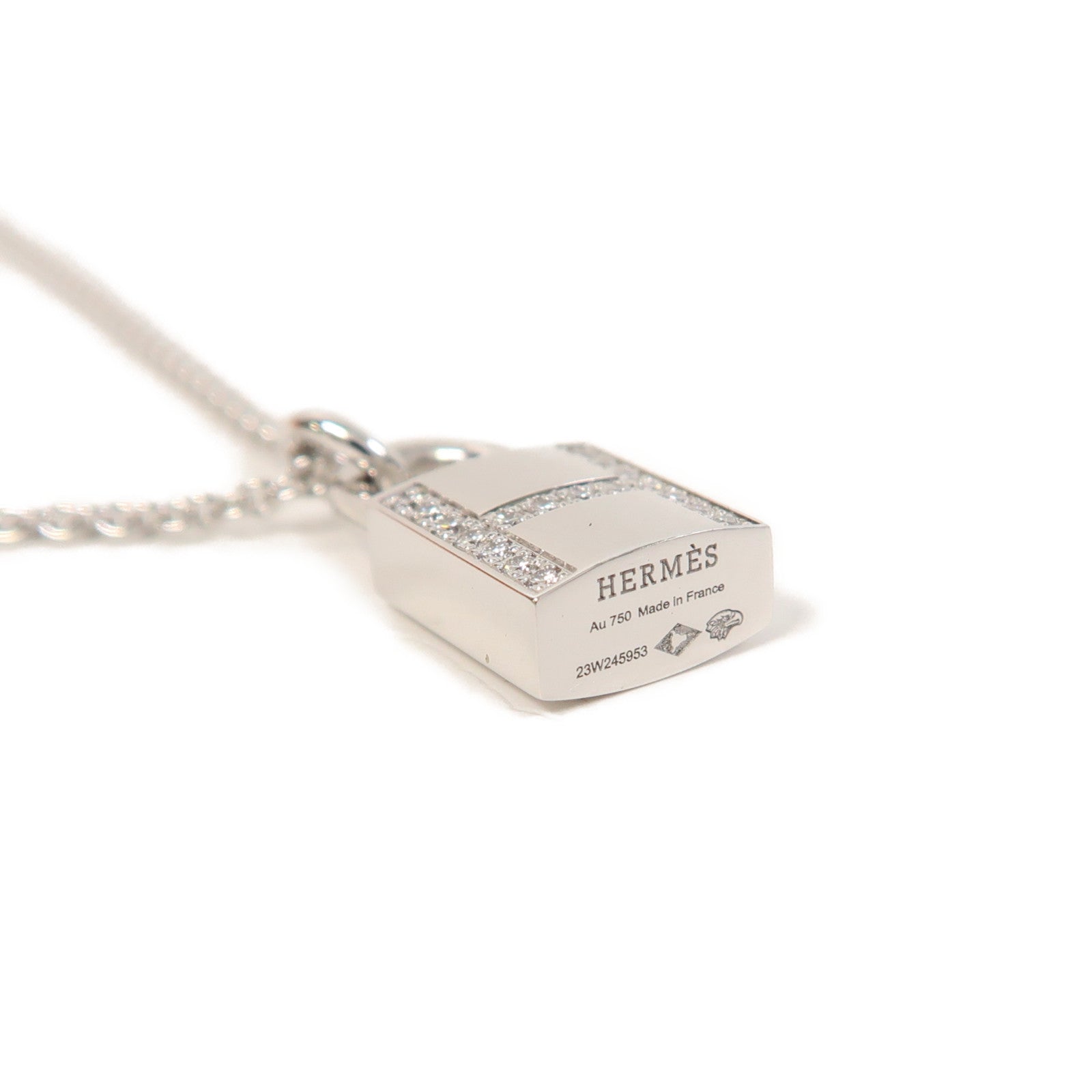 HERMES 【激減優惠】18K白金Kelly Cadenas Pendant項鍊銀色