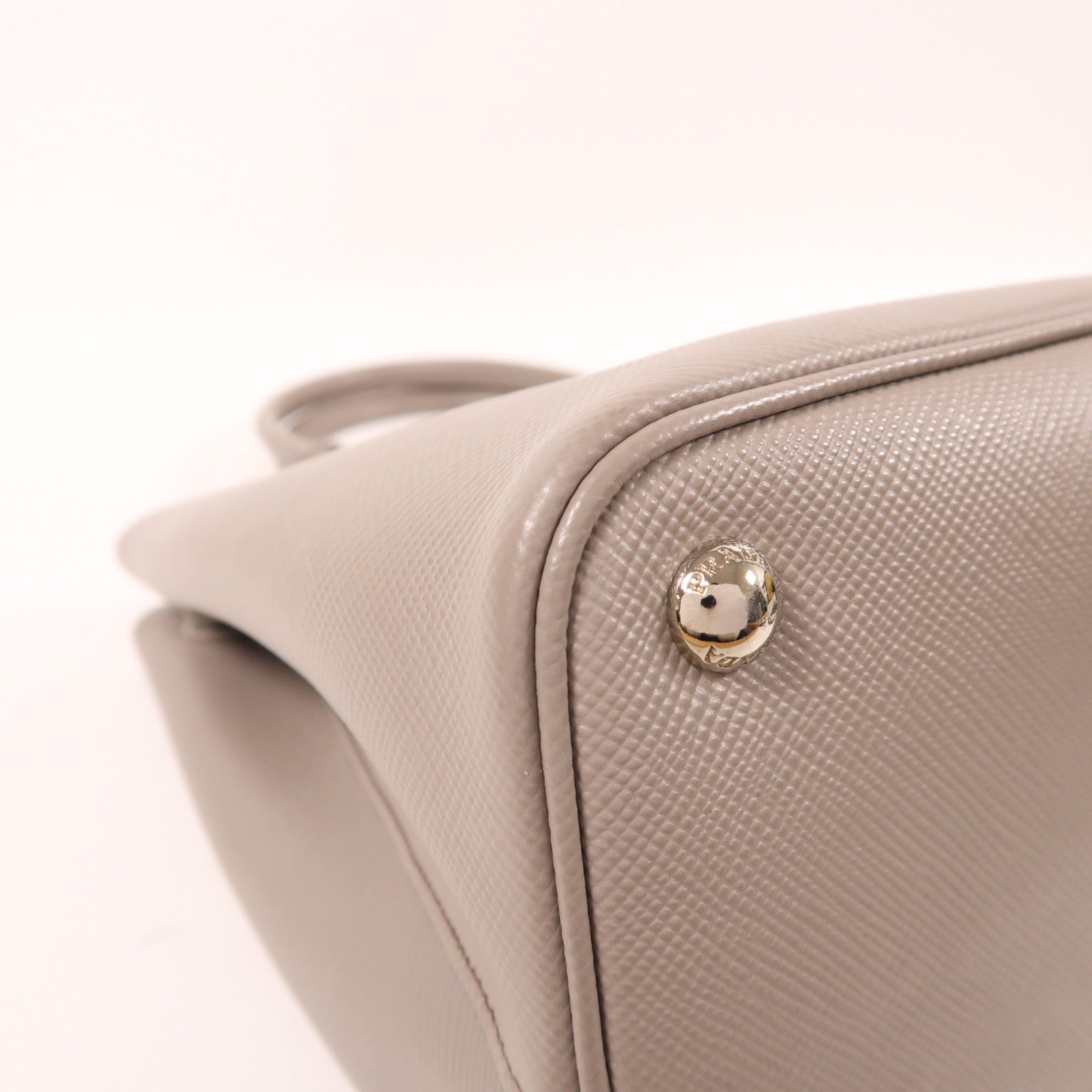 PRADA 牛皮皮革Shoulder Tote銀扣手挽肩背兩用袋
