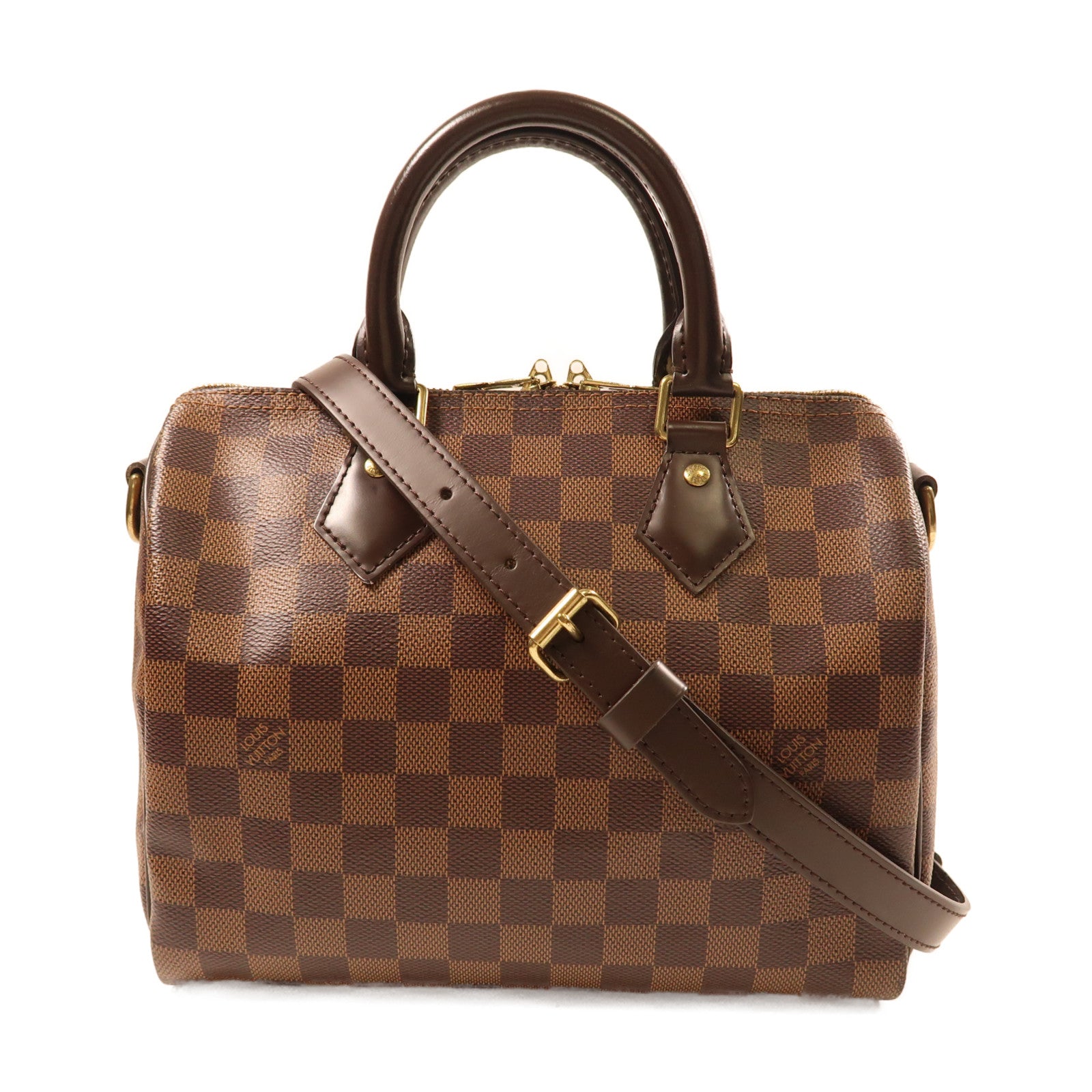 LOUIS VUITTON Damier Speedy 25金扣手挽肩背兩用袋啡色