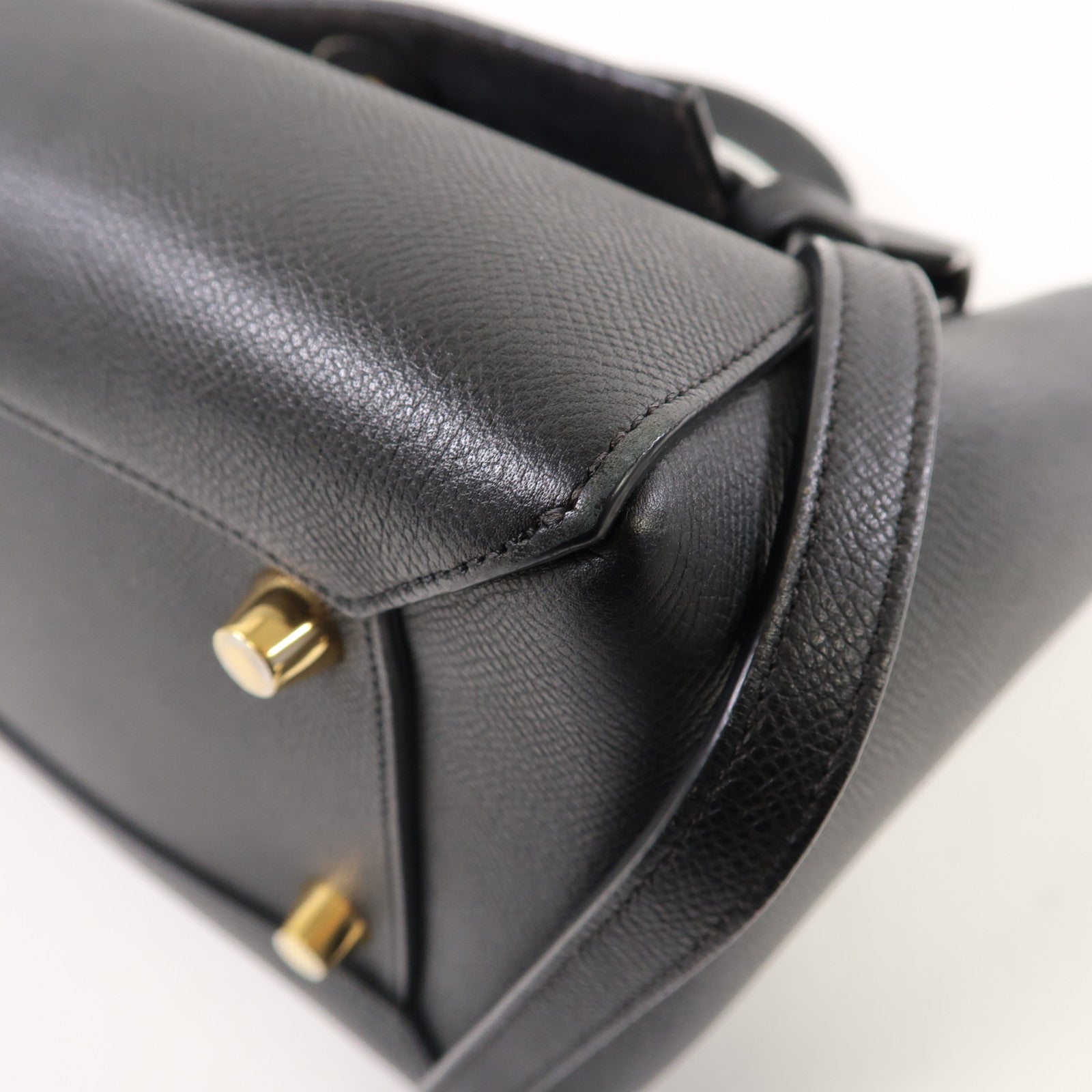 CELINE 牛皮皮革Belt Bag金扣手挽肩背兩用袋黑色