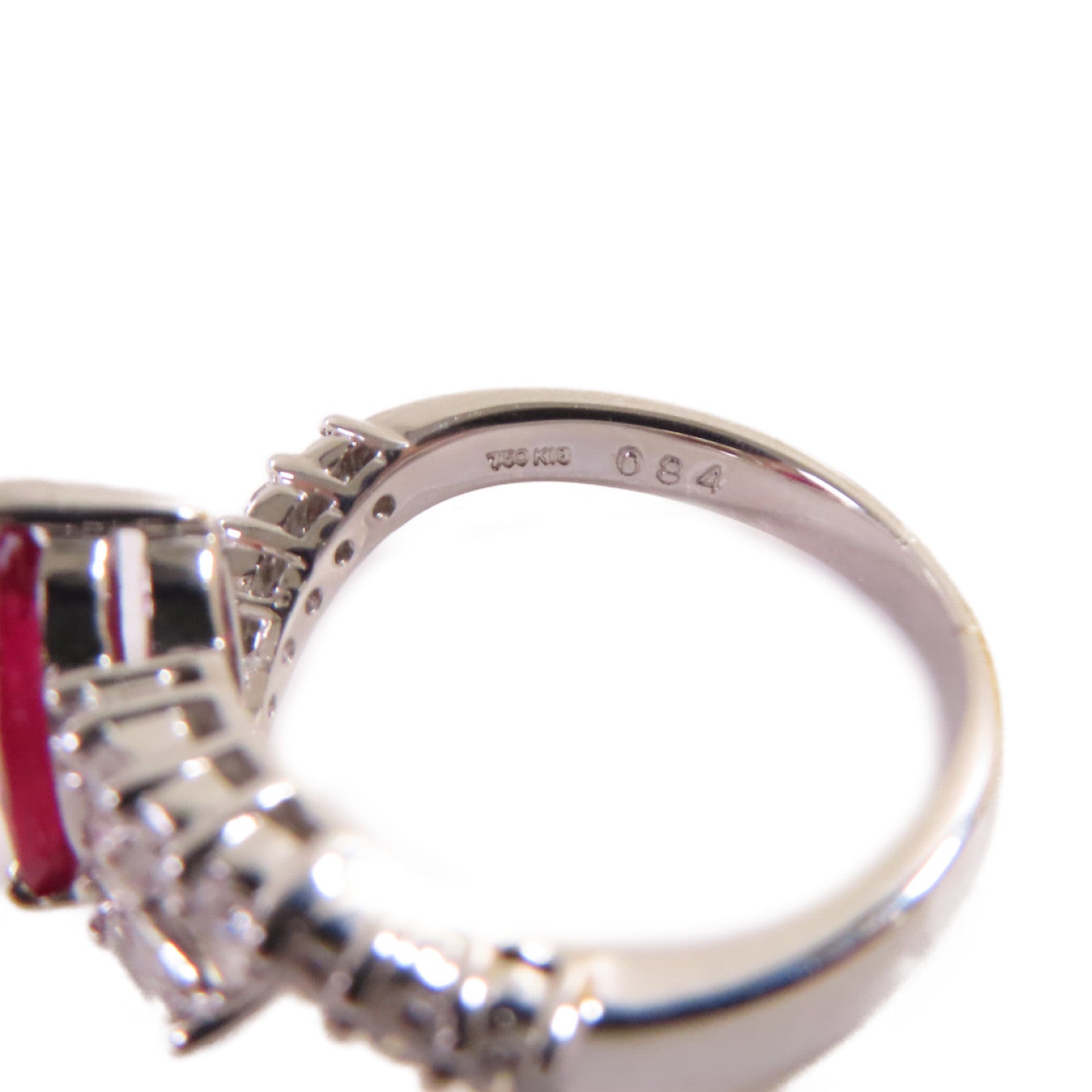 JEWELRY 18K白金/0.84ct紅寶石/0.48ct鑽石Ruby Ring戒指US#5.5