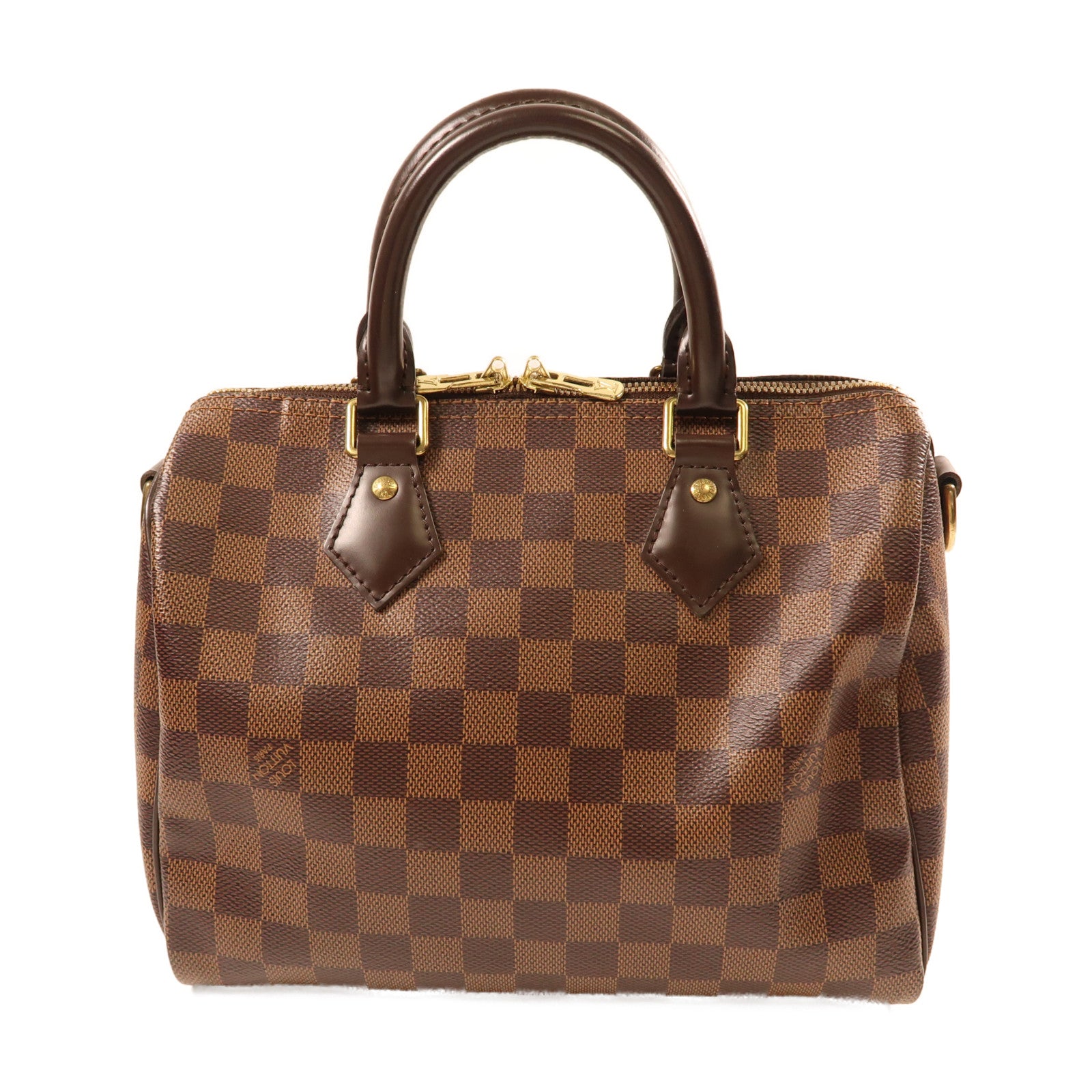 LOUIS VUITTON Damier Speedy 25金扣手挽肩背兩用袋啡色