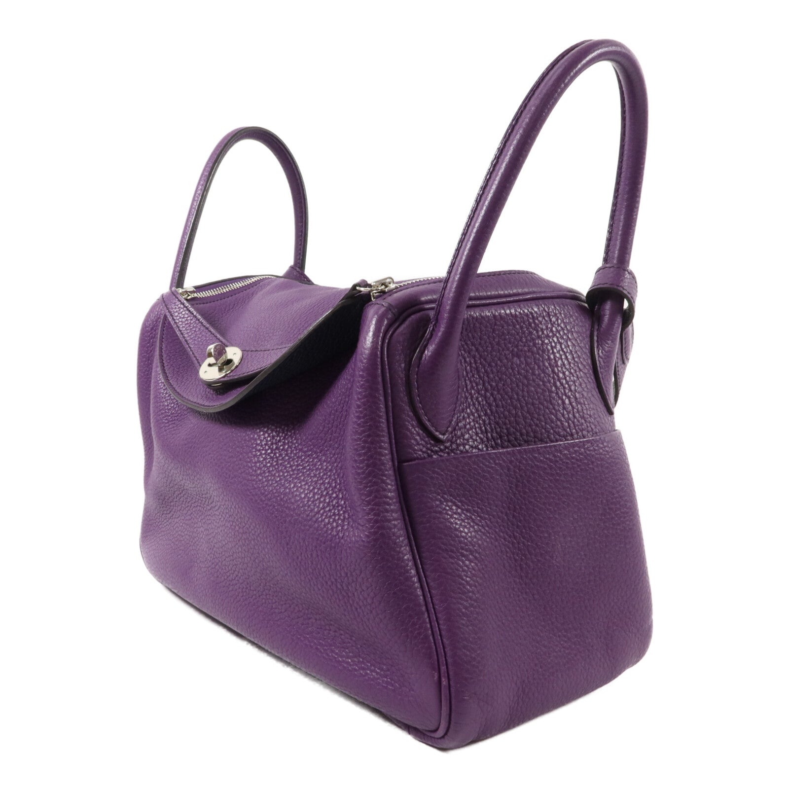 HERMES Clemence皮革Lindy 30手挽肩背兩用袋Ultraviolet/Bleu Obs