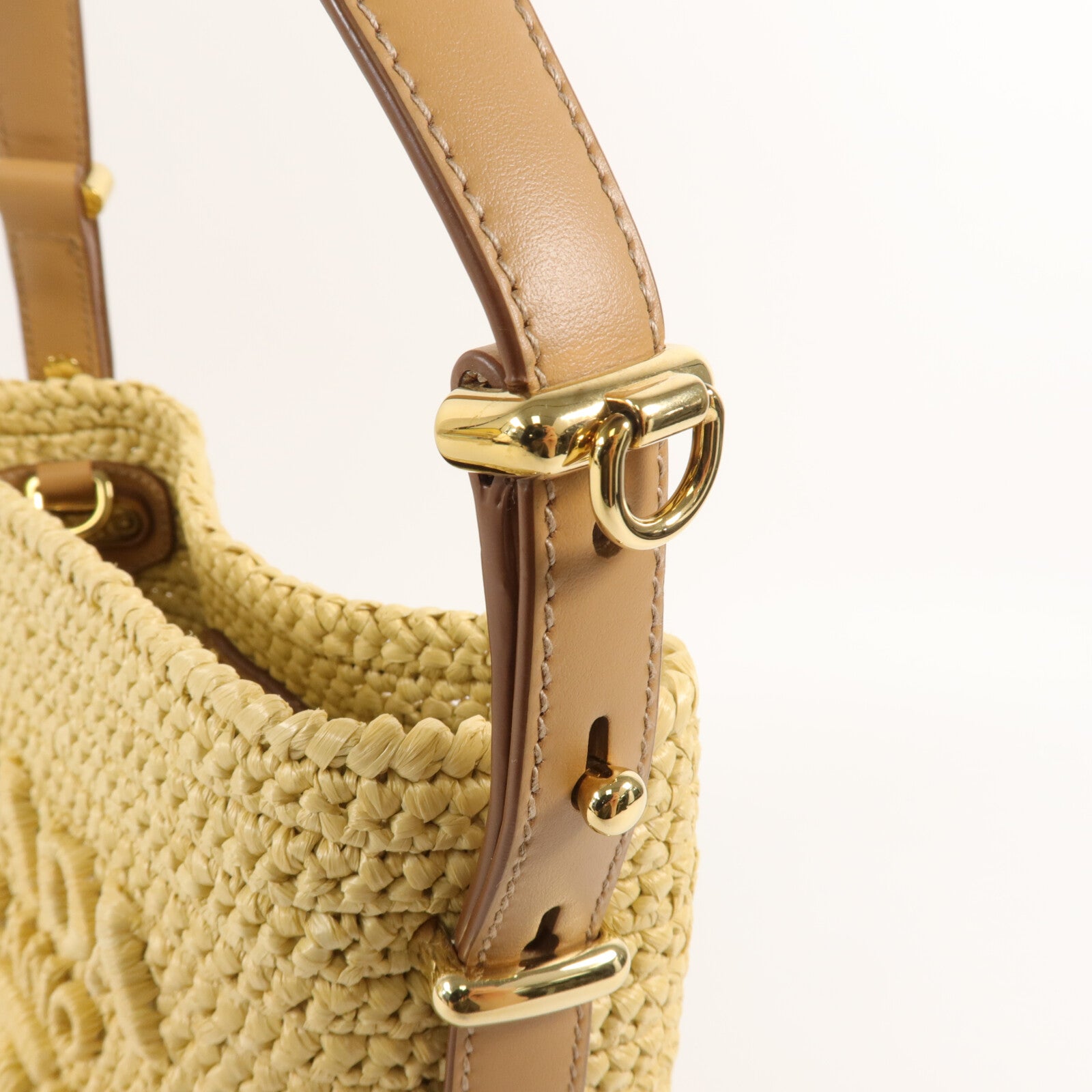 PRADA Viscose Small Crochet and Leather Bucket Bag手挽肩背兩用袋