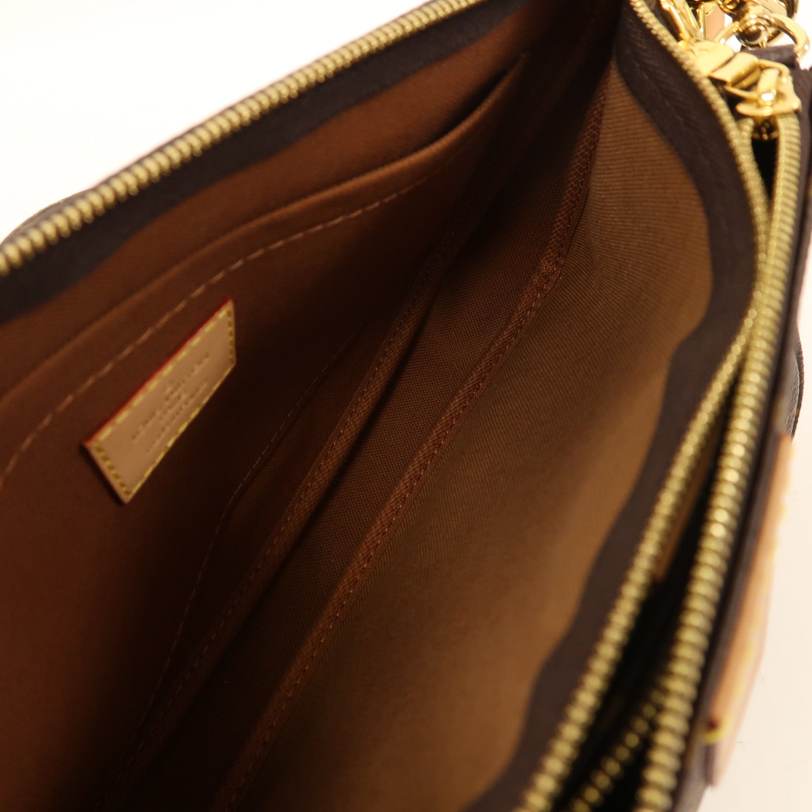 LOUIS VUITTON Monogram Multi Pochette Accessoires金扣手挽肩背兩用袋棕色
