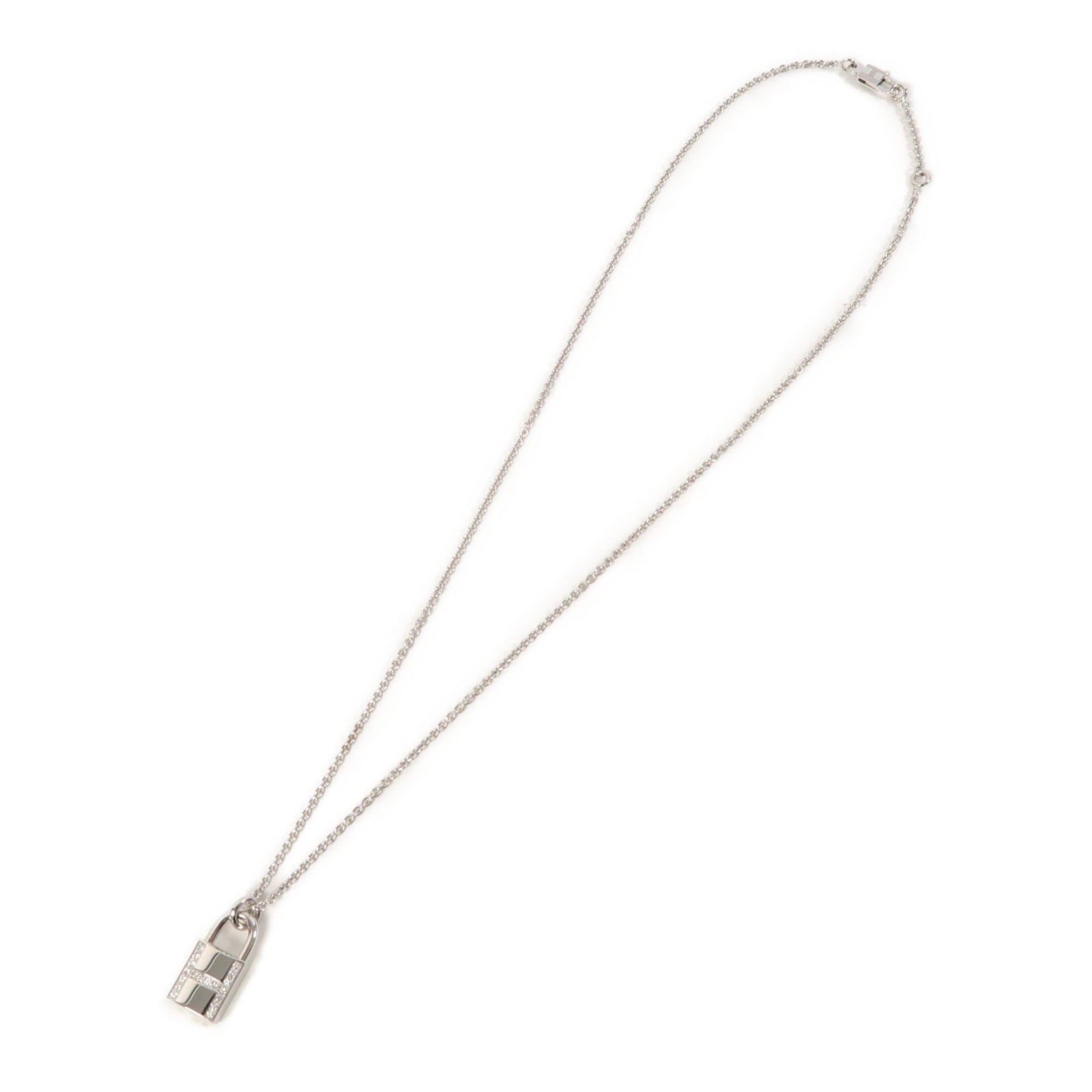 HERMES 【激減優惠】18K白金Kelly Cadenas Pendant項鍊銀色
