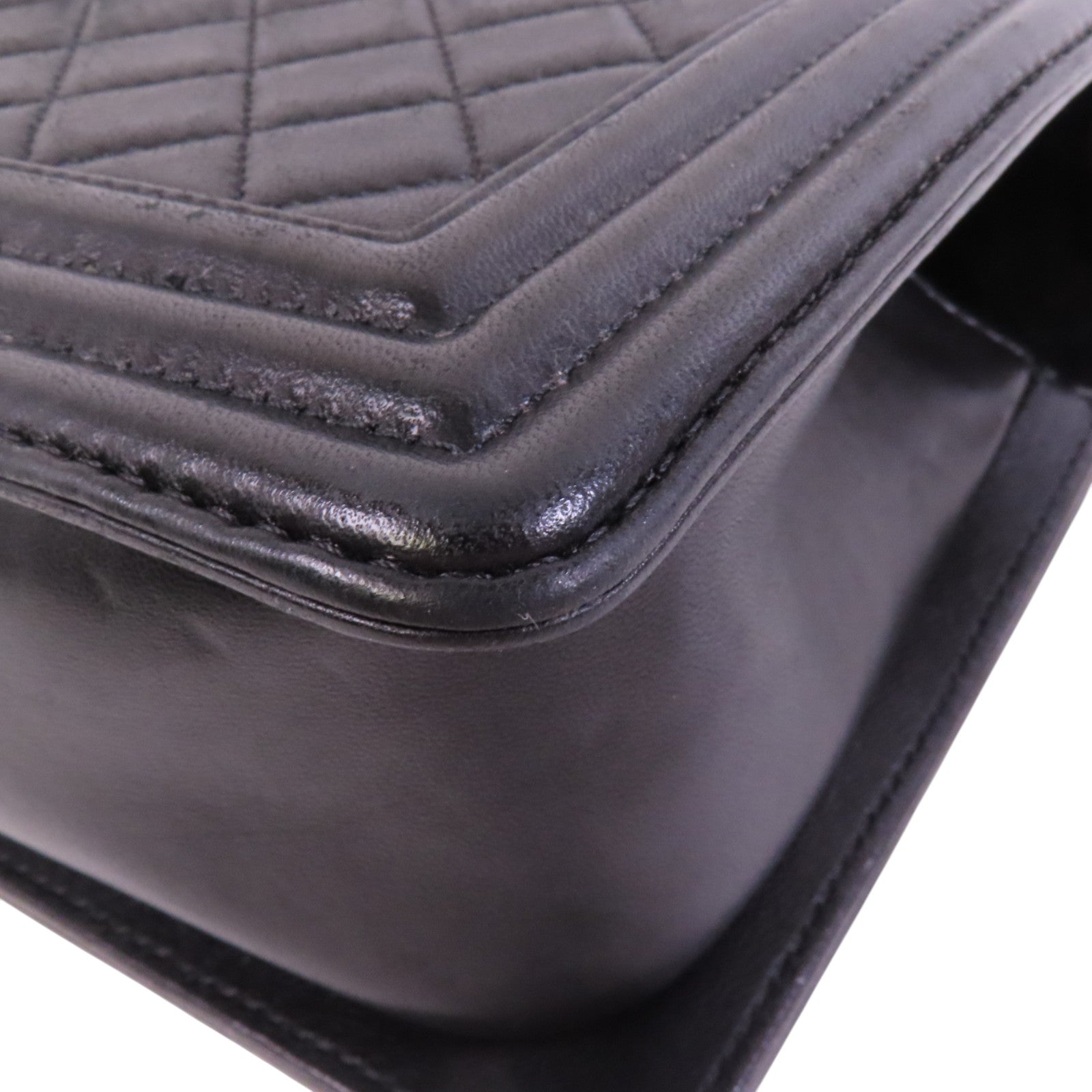 CHANEL 【激減優惠】羊皮皮革Boy Chanel銀扣鏈帶肩背袋