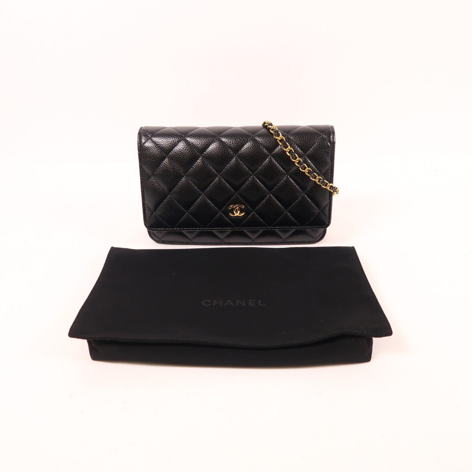 CHANEL 牛皮皮革WOC Wallet On Chain金扣鏈帶肩背袋