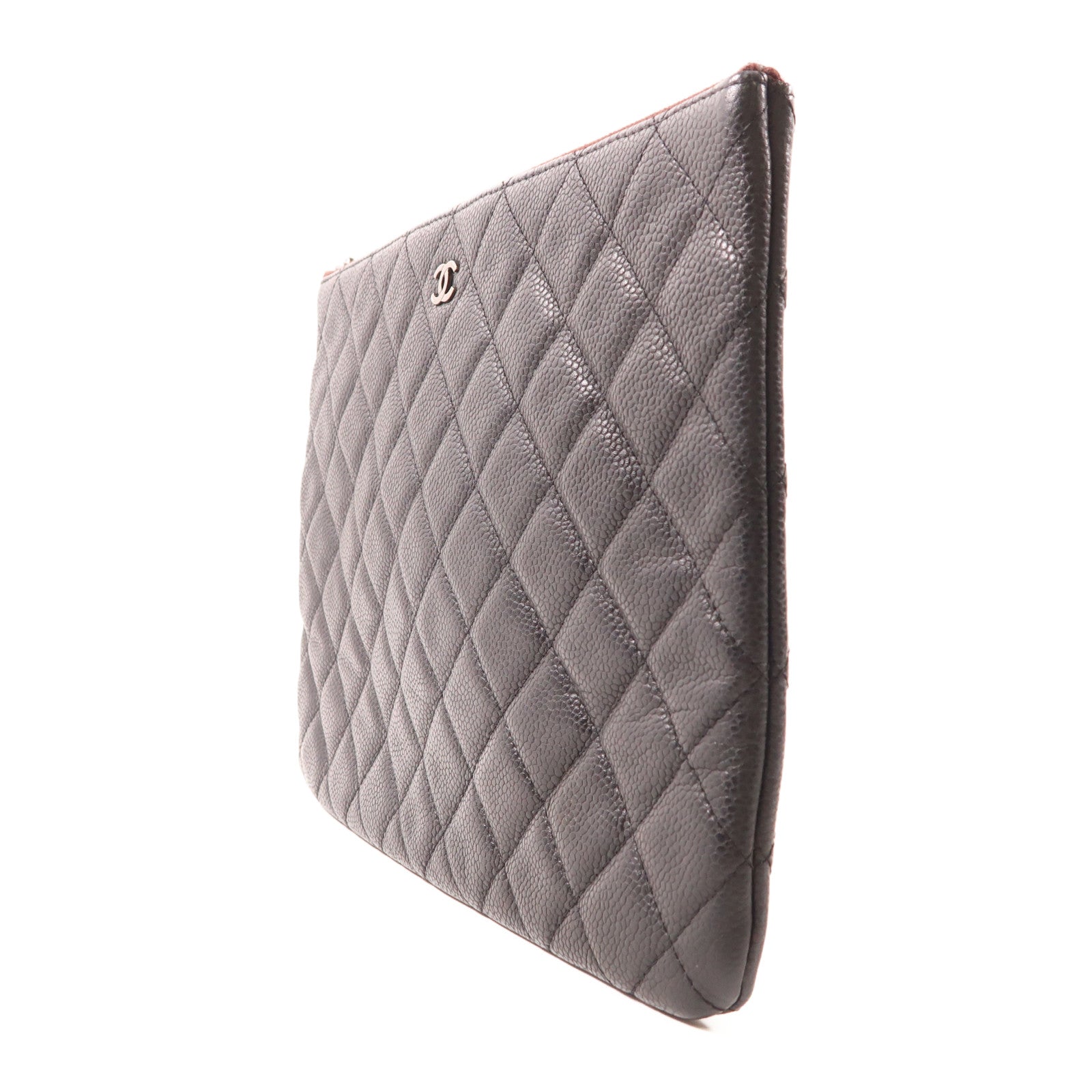 CHANEL 牛皮皮革Clutch/Pouch銀扣手拿包黑色