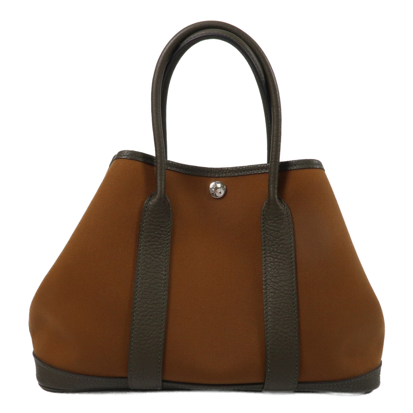 HERMES 帆布Garden Party TPM手挽袋Alezan/Vert Bronze