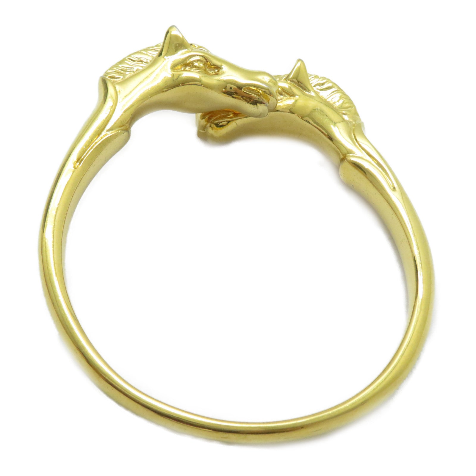 HERMES 金屬Double Horse手鐲金色