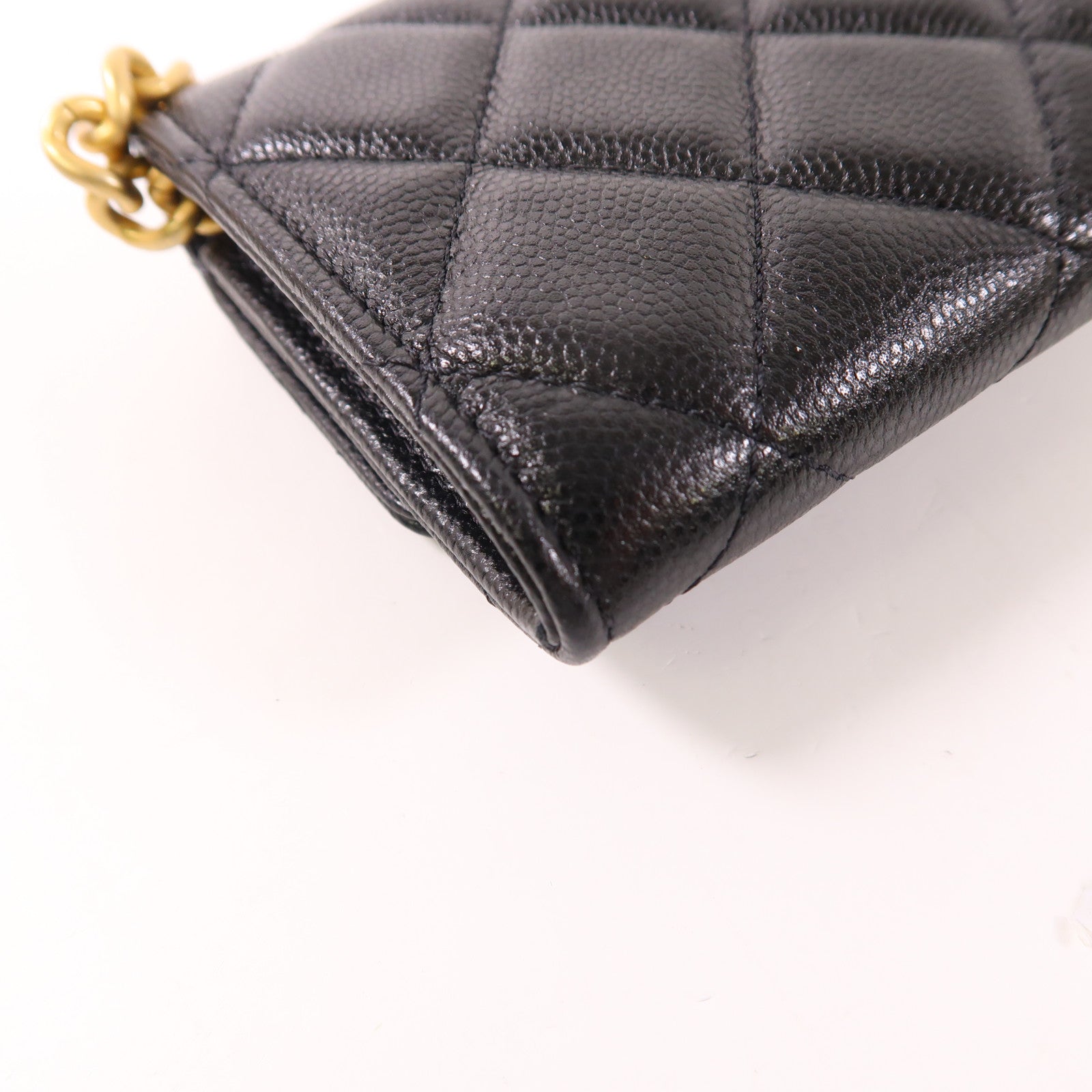 CHANEL 牛皮皮革Card Case With Chain金扣肩背袋