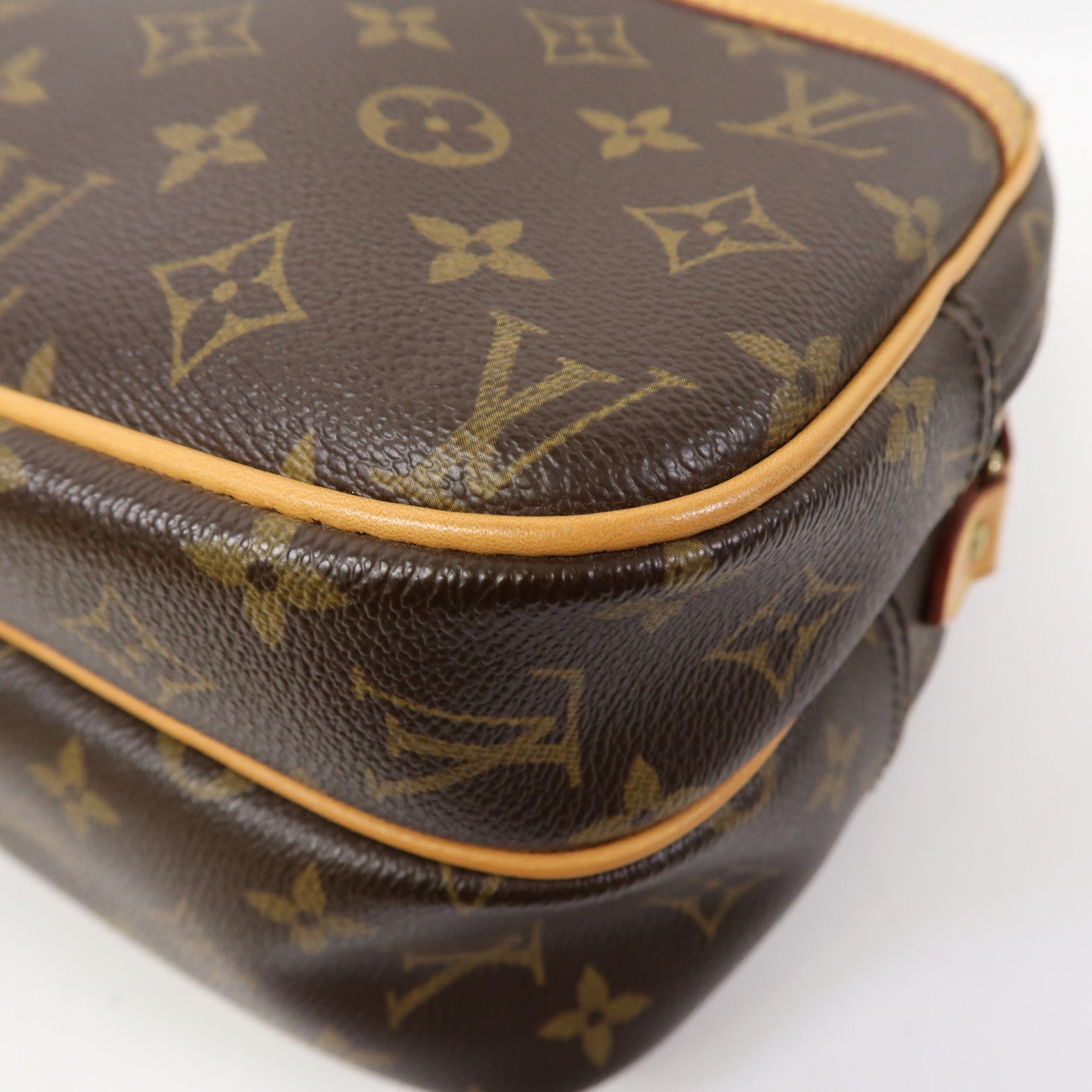 LOUIS VUITTON Monogram Reporter PM金扣肩背袋啡色