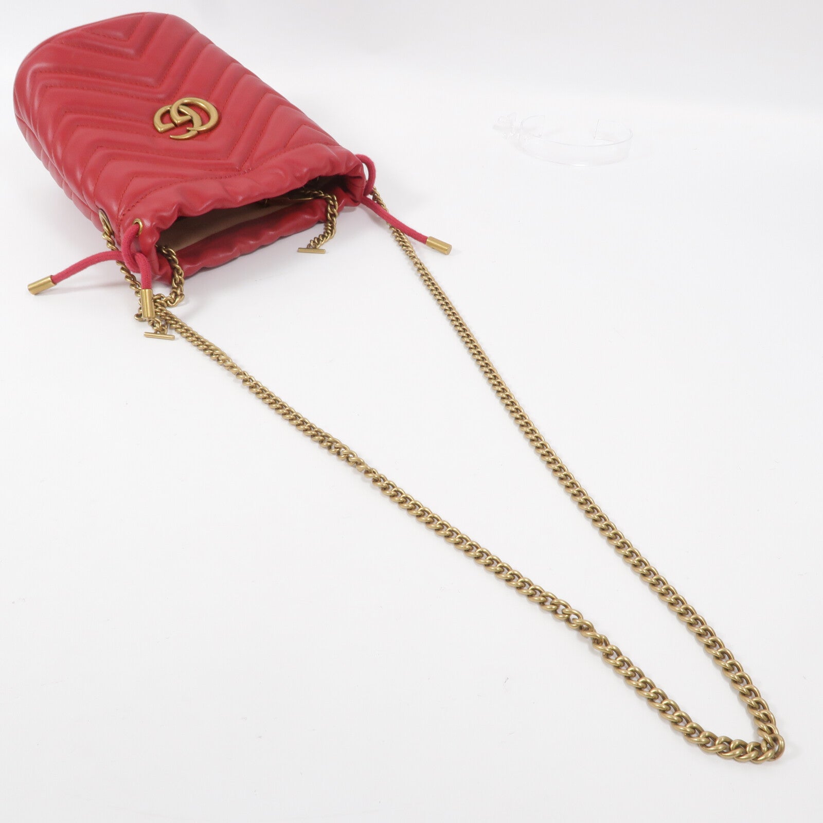GUCCI 牛皮皮革GG Marmont Mini Bucket鏈帶肩背袋