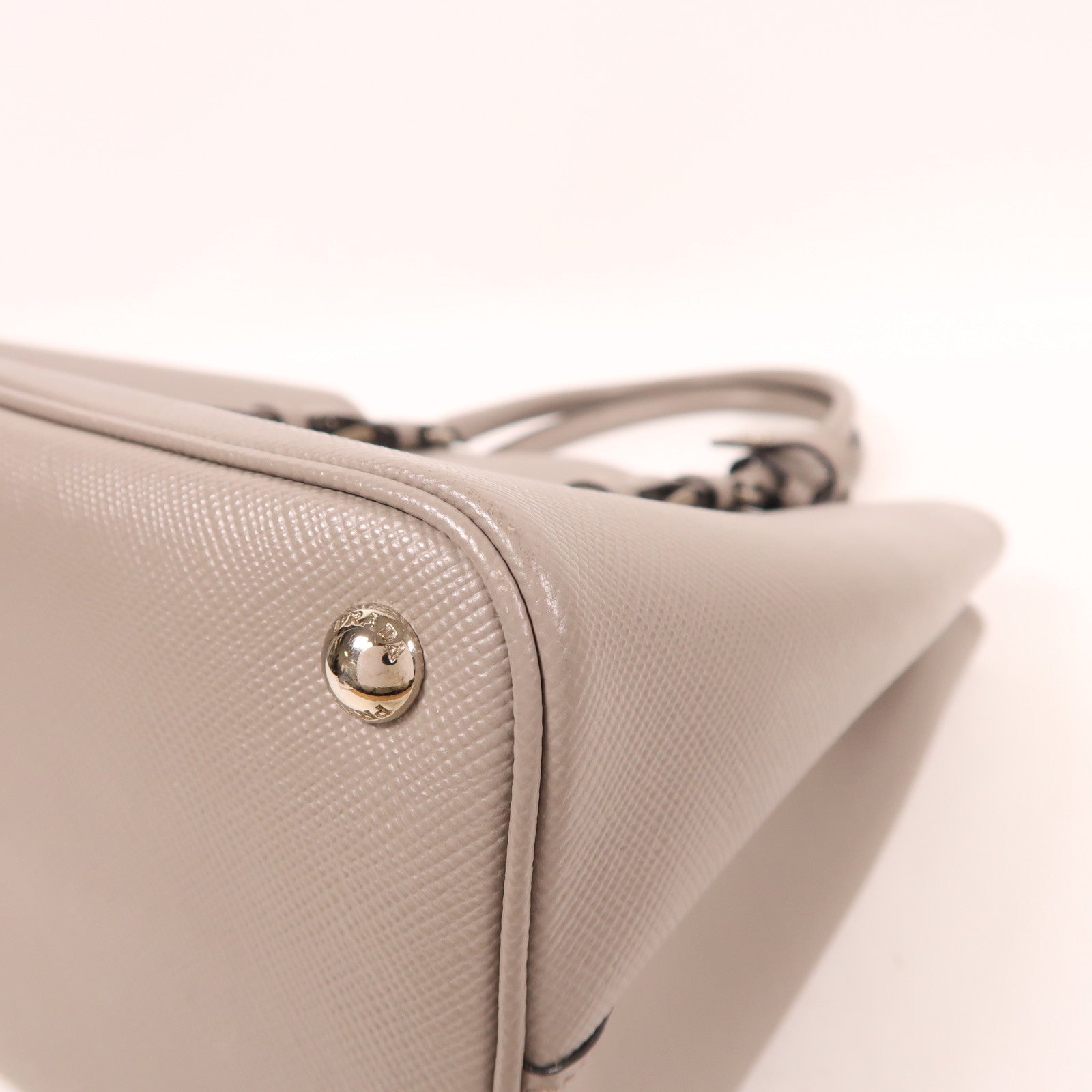 PRADA 牛皮皮革Shoulder Tote銀扣手挽肩背兩用袋