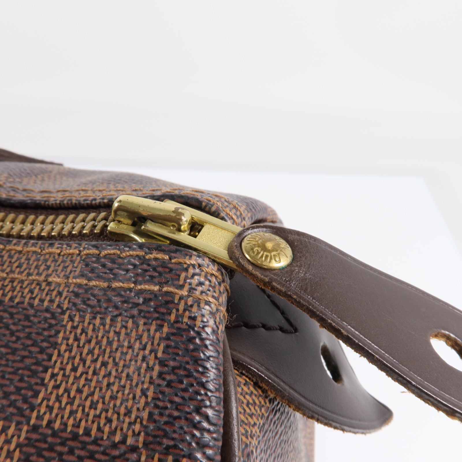 LOUIS VUITTON Damier Speedy 30金扣手挽袋