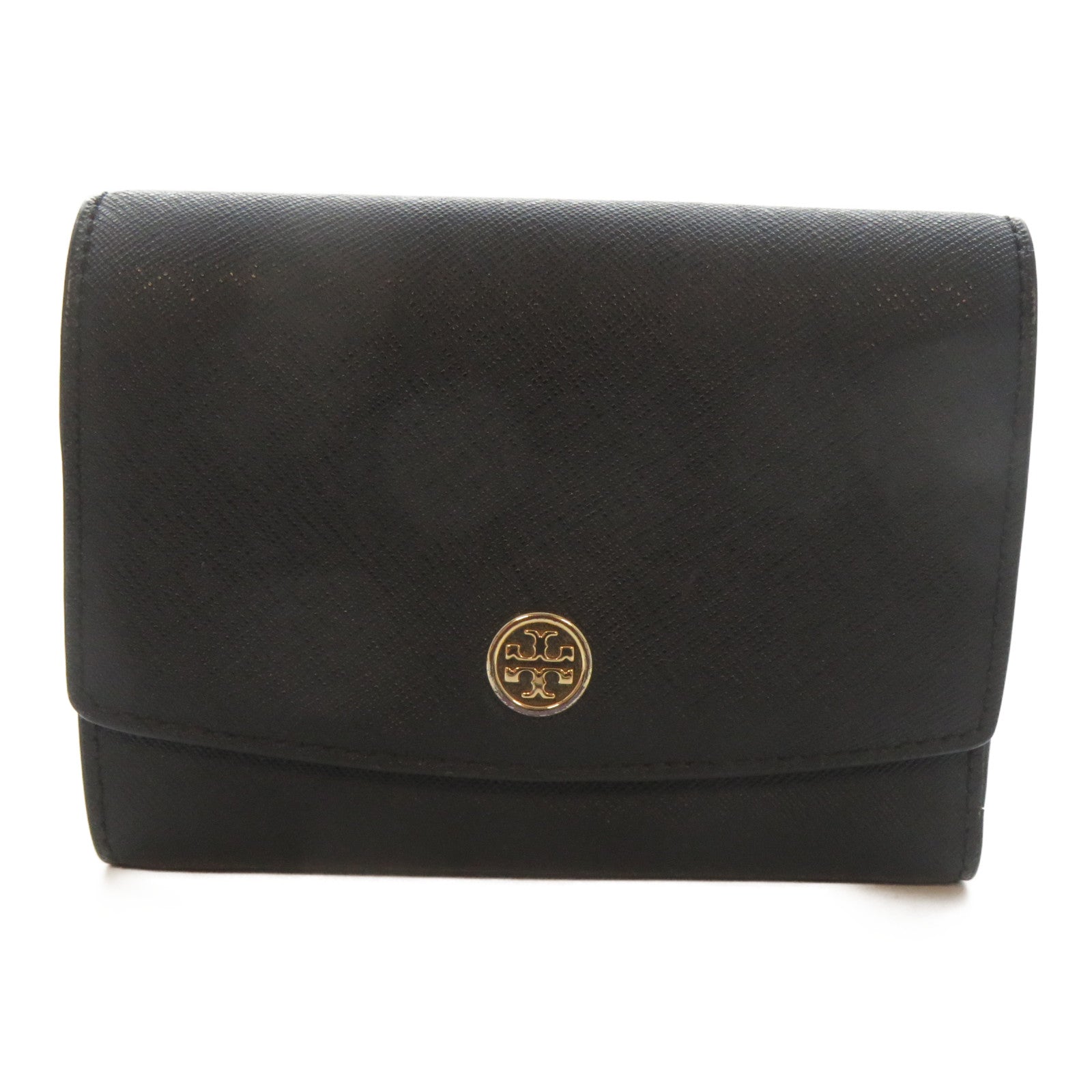 Tory Burch 【激減優惠】牛皮皮革Burch金扣錢包黑色