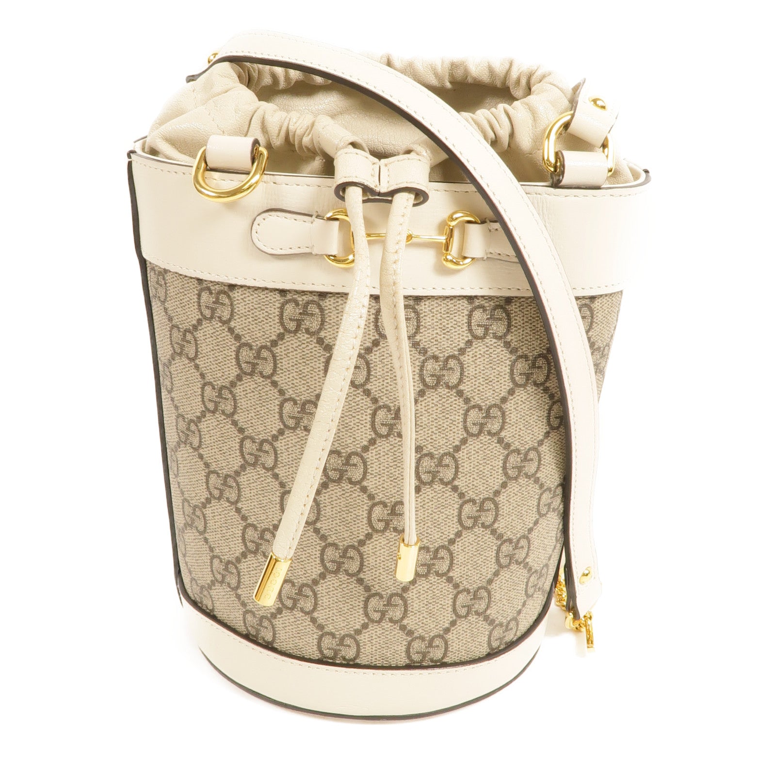 GUCCI 塗層帆布Horsebit 1955 Small Bucket Bag金扣肩背袋