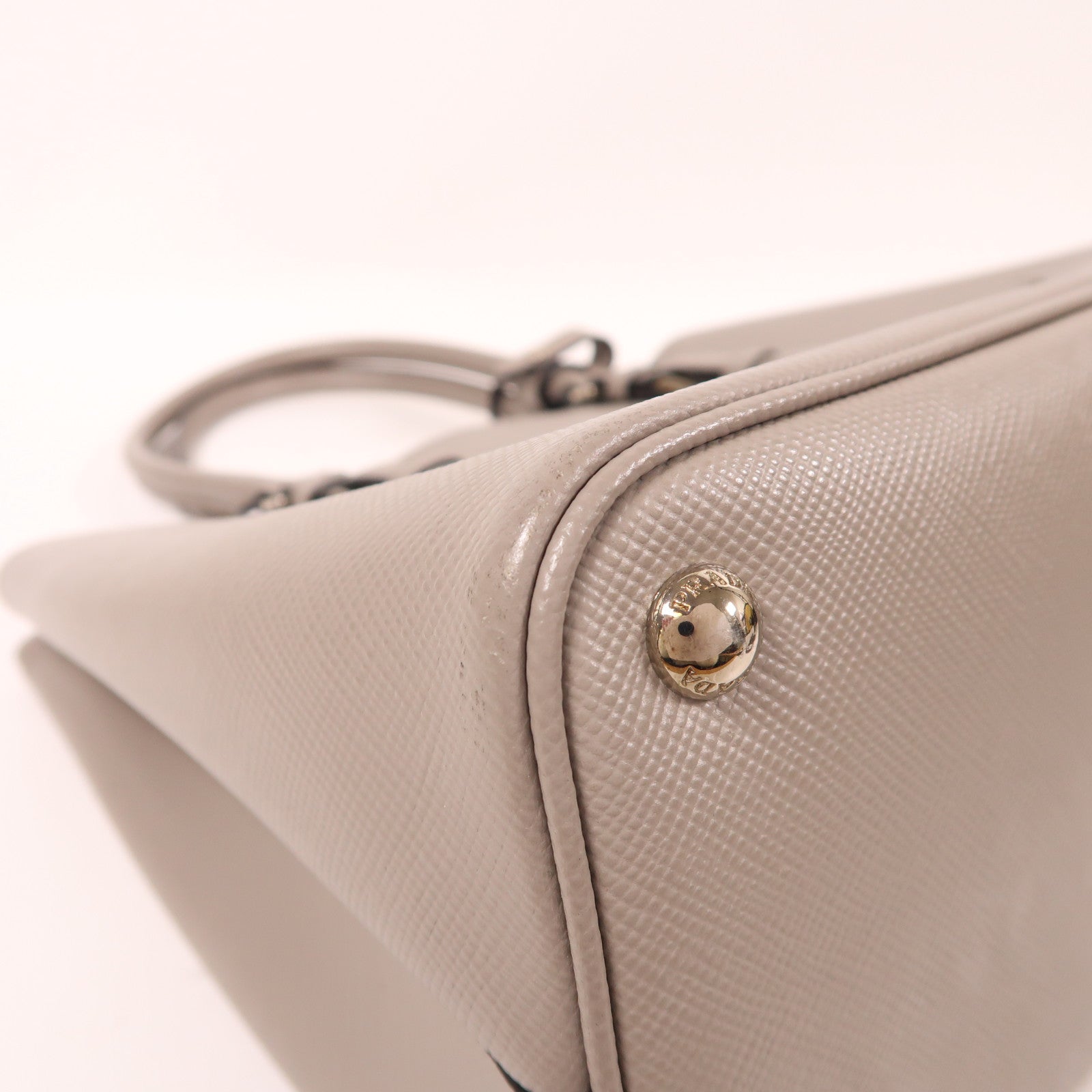 PRADA 牛皮皮革Shoulder Tote銀扣手挽肩背兩用袋