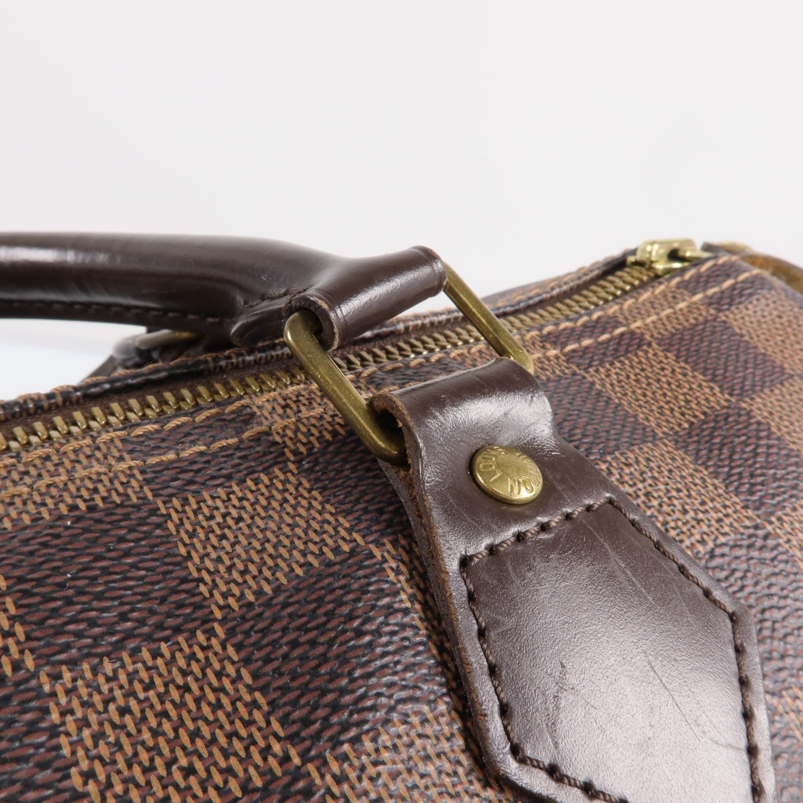 LOUIS VUITTON Damier Speedy 30金扣手挽袋