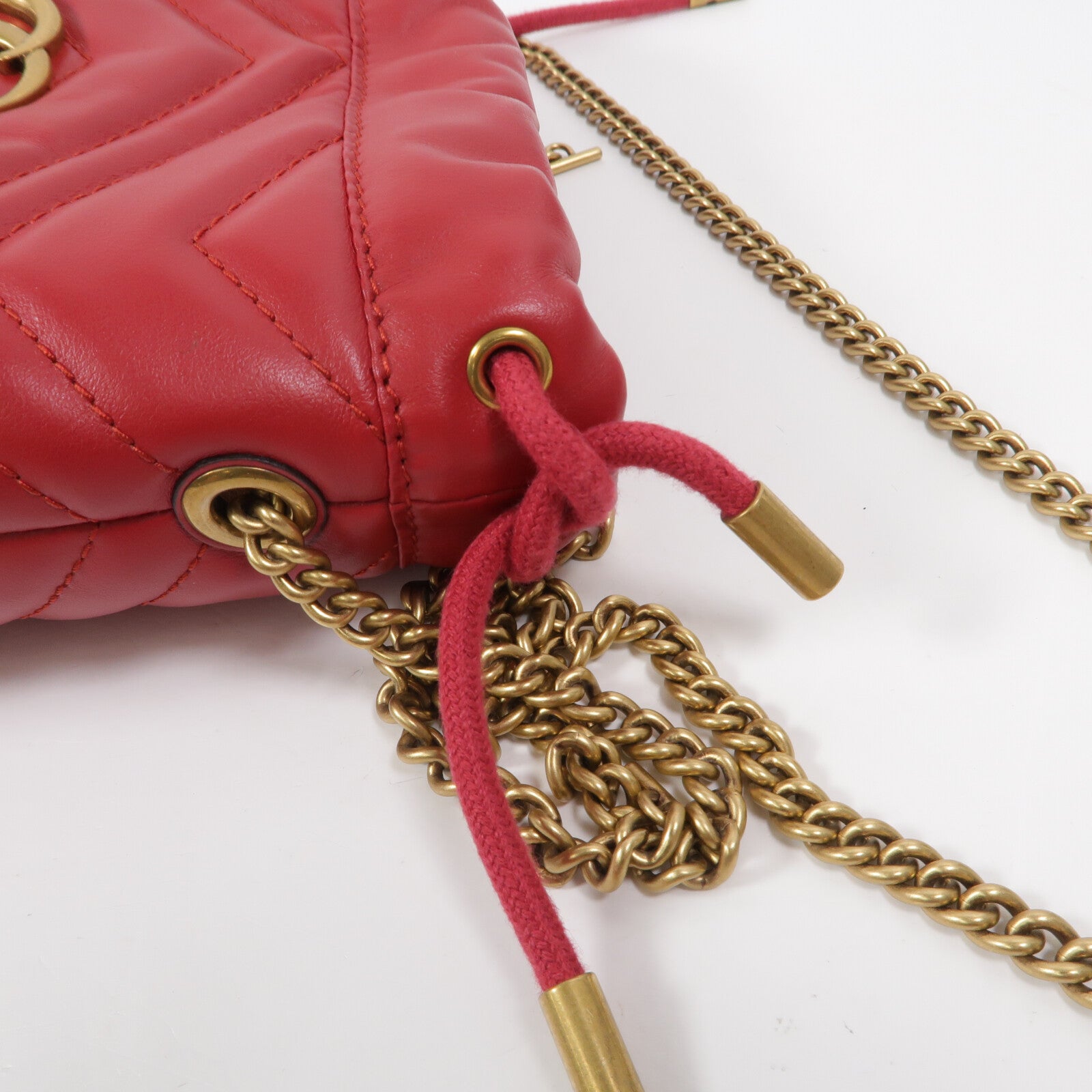 GUCCI 牛皮皮革GG Marmont Mini Bucket鏈帶肩背袋