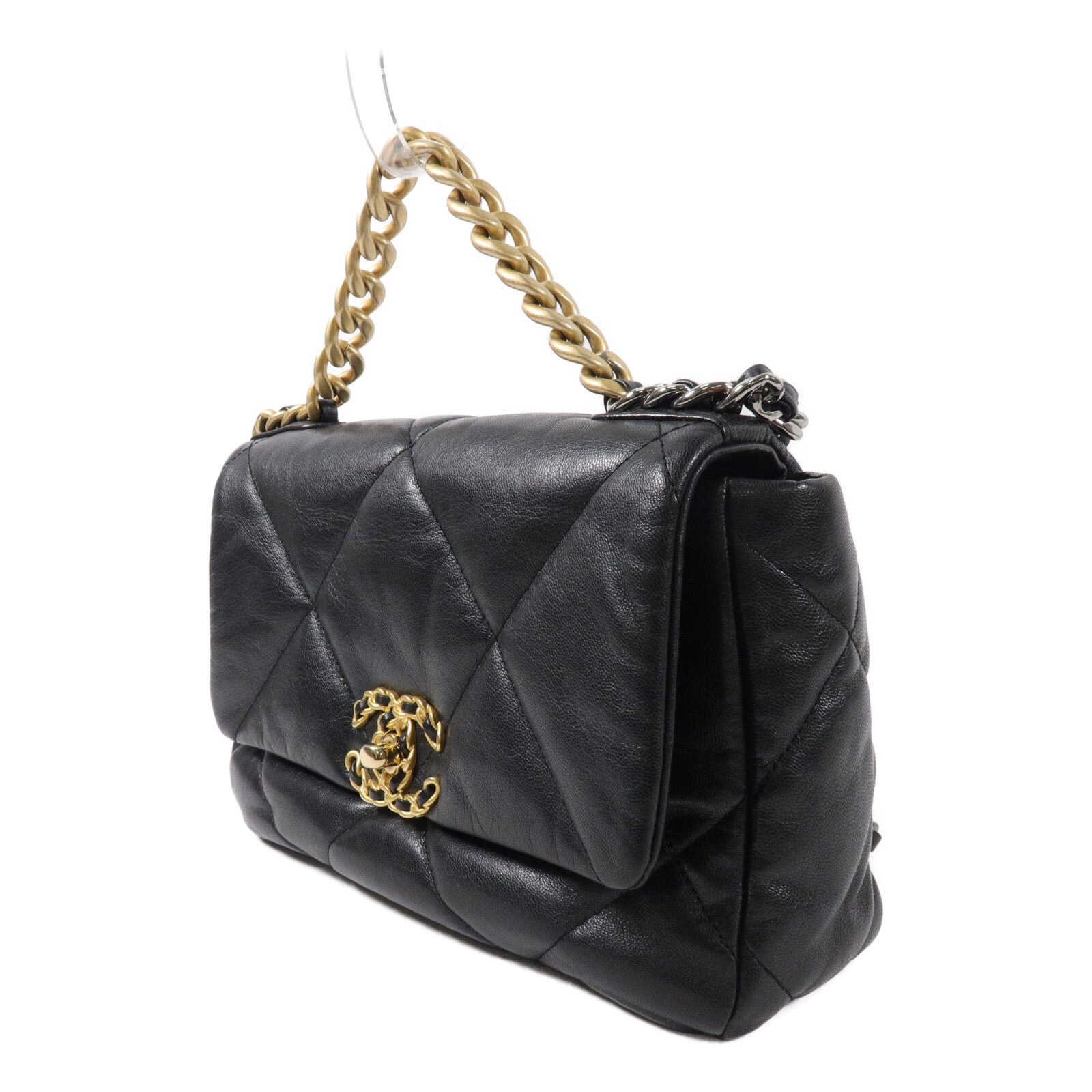 CHANEL 羊皮皮革Chanel 19 Small鏈帶手挽肩背兩用袋