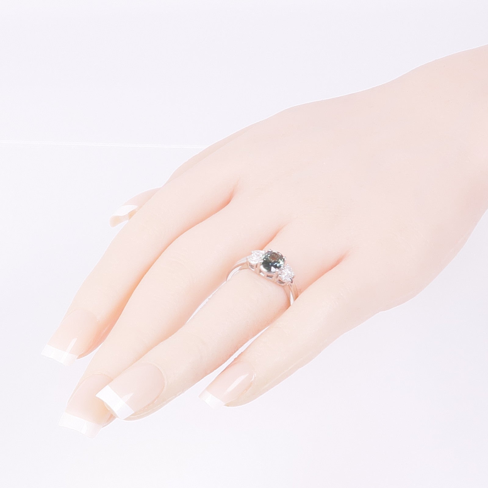 JEWELRY PT900鉑金Sapphire Diamond Ring藍寶石/鑽石戒指US#8.5