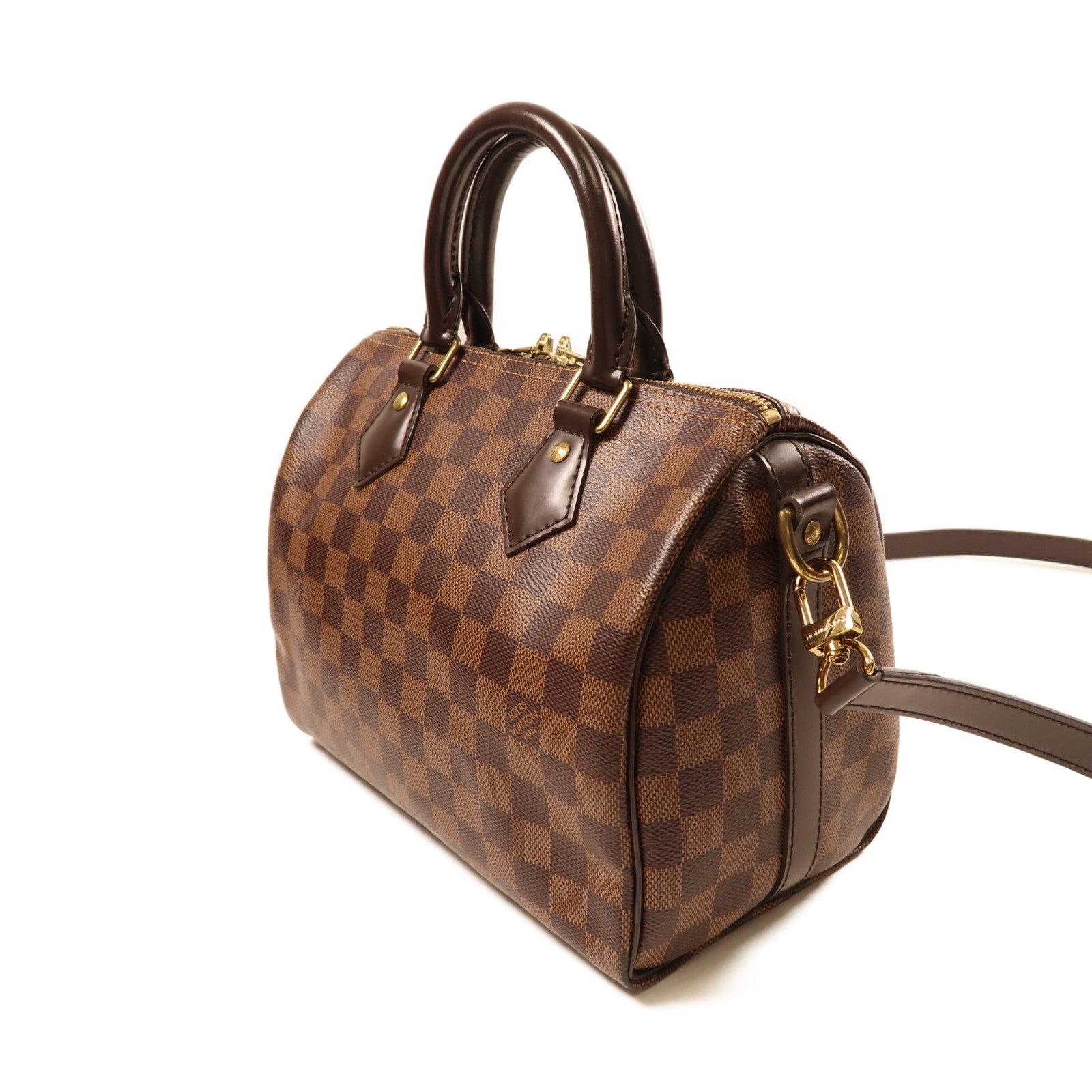 LOUIS VUITTON Damier Speedy 25金扣手挽肩背兩用袋啡色