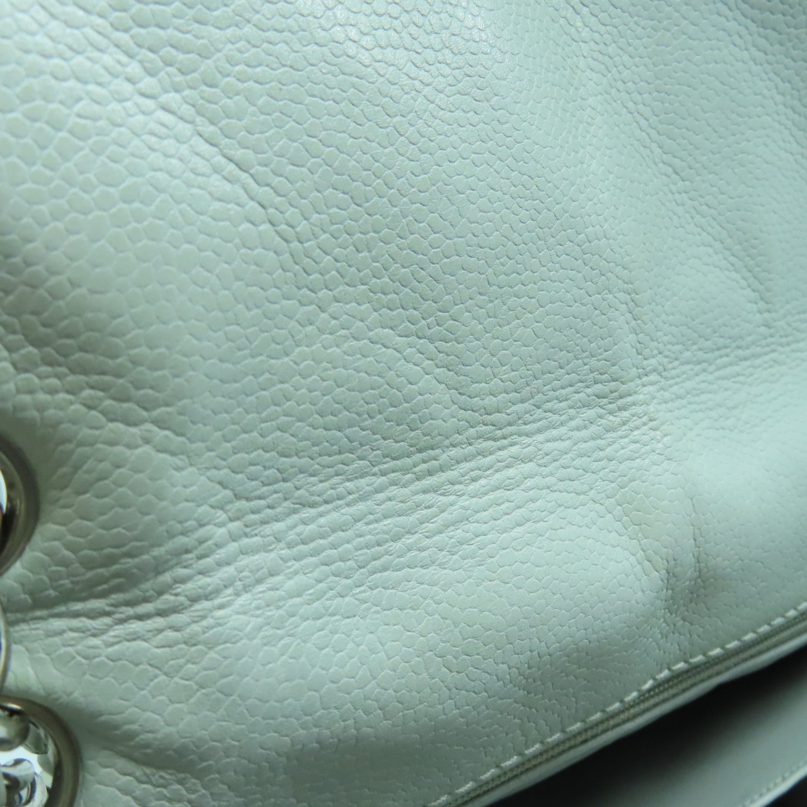 CHANEL 【激減優惠】菱格Caviar皮革Chain Shoulder銀扣肩背袋灰色