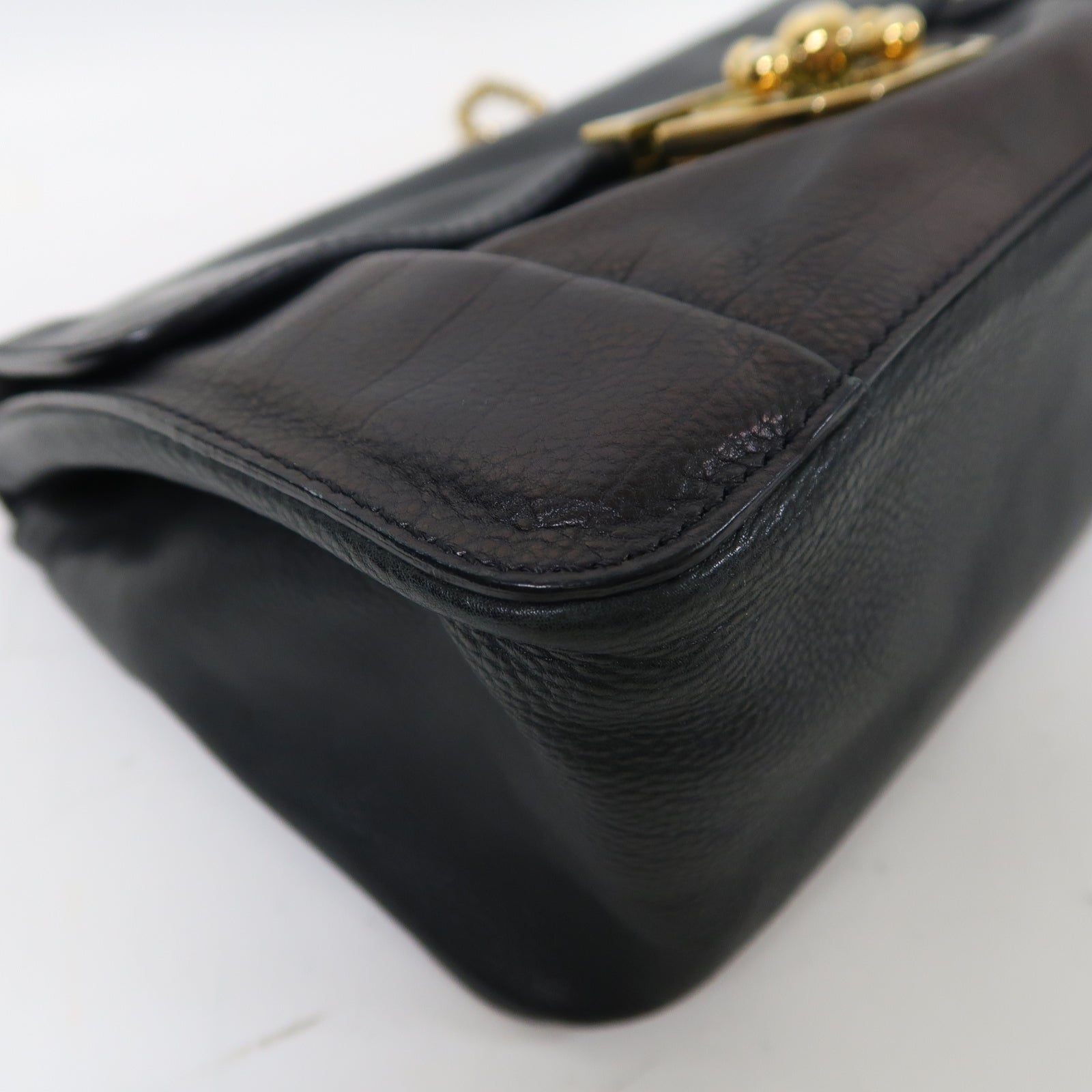 Chloe 牛皮皮革Shoulder Bag金扣肩背袋黑色
