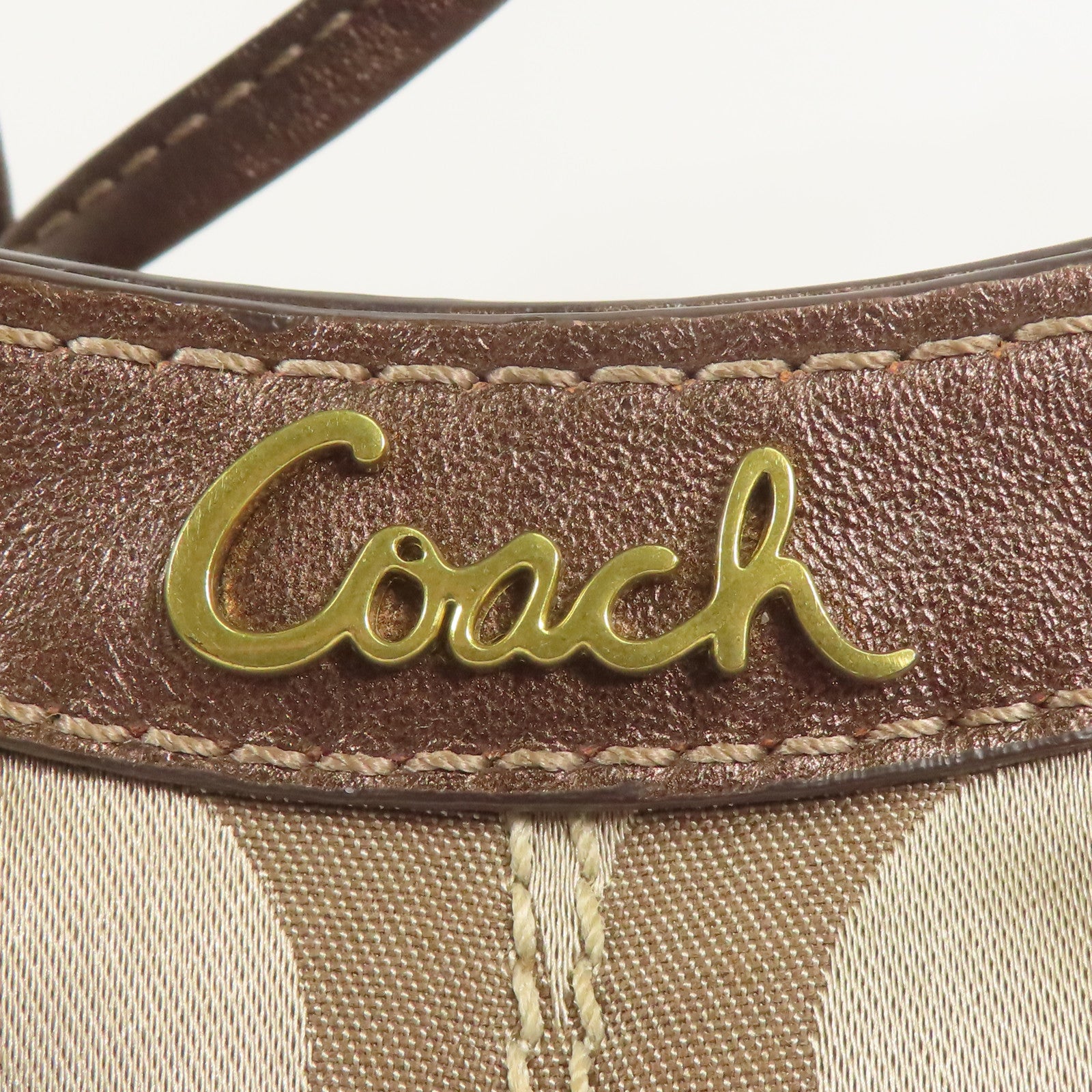 COACH GHW 2way Shoulder Bag Canvas Gold