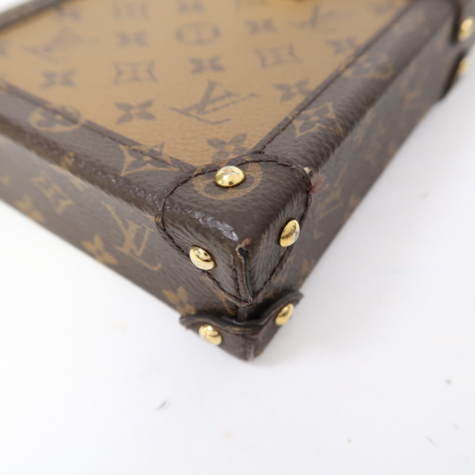 LOUIS VUITTON Monogram Trunk Vertical金扣鏈帶肩背袋啡色