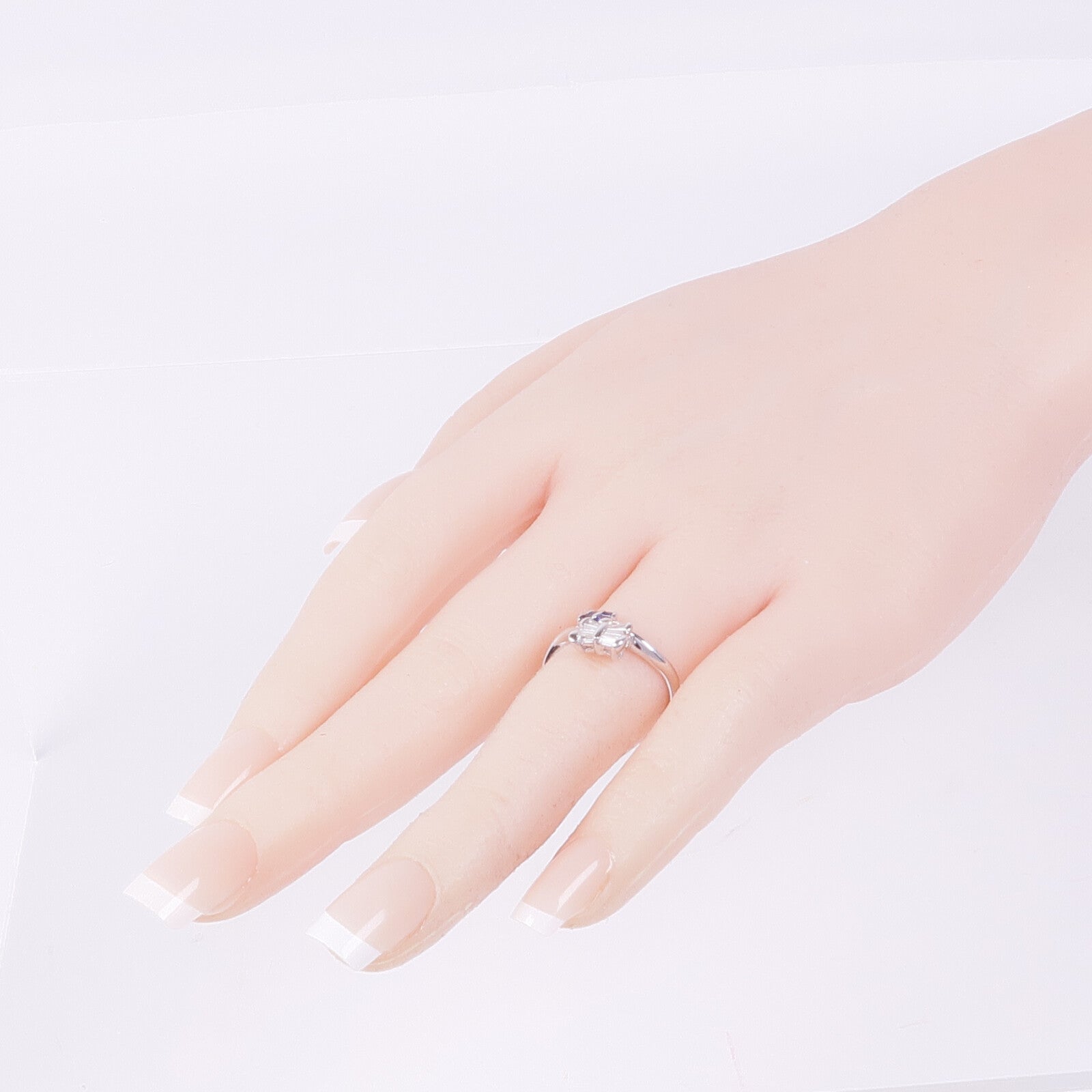 JEWELRY 18K白金Diamond Sapphire Ring鑽石/藍寶石戒指US#6.75