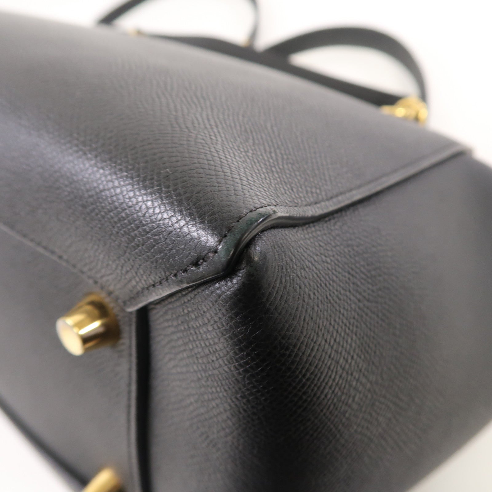CELINE 牛皮皮革Belt Bag金扣手挽肩背兩用袋黑色