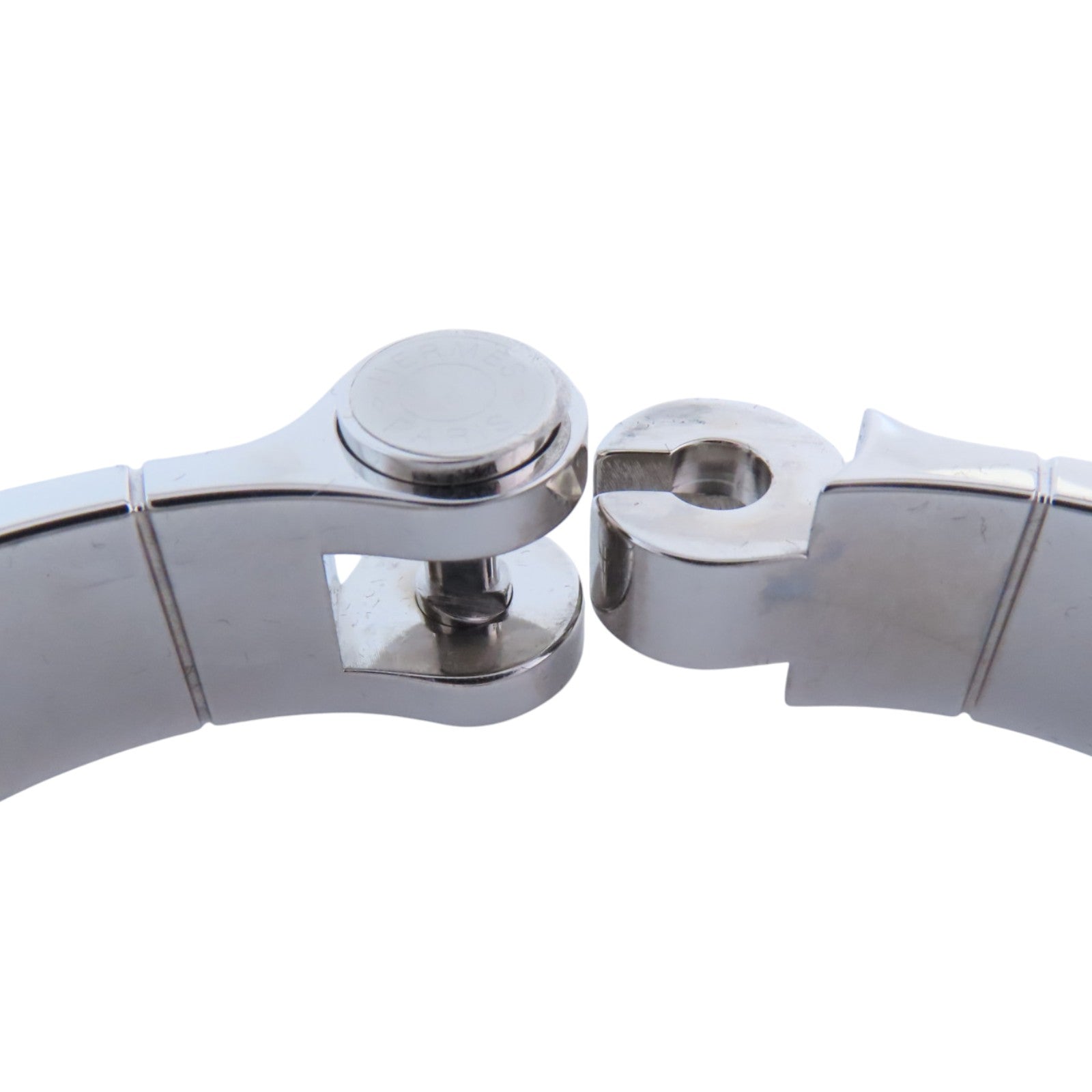 HERMES 金屬/琺瑯Hinged Bracelet銀扣手鐲