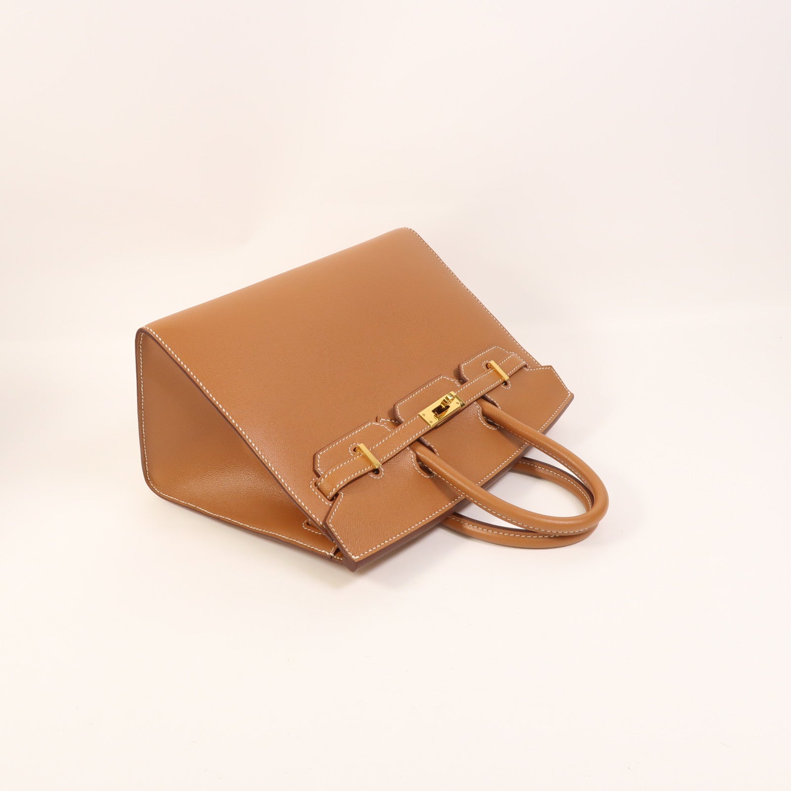 HERMES Madame皮革Birkin 25金扣手挽袋Gold