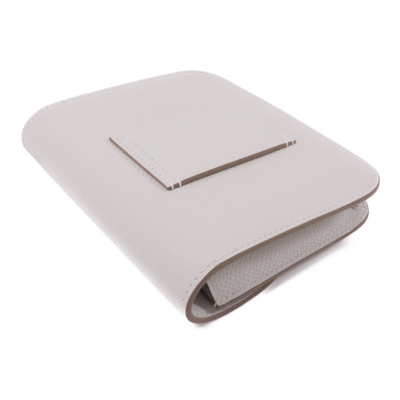 HERMES Epsom皮革Constance Slim金扣錢包Gris Pale白色